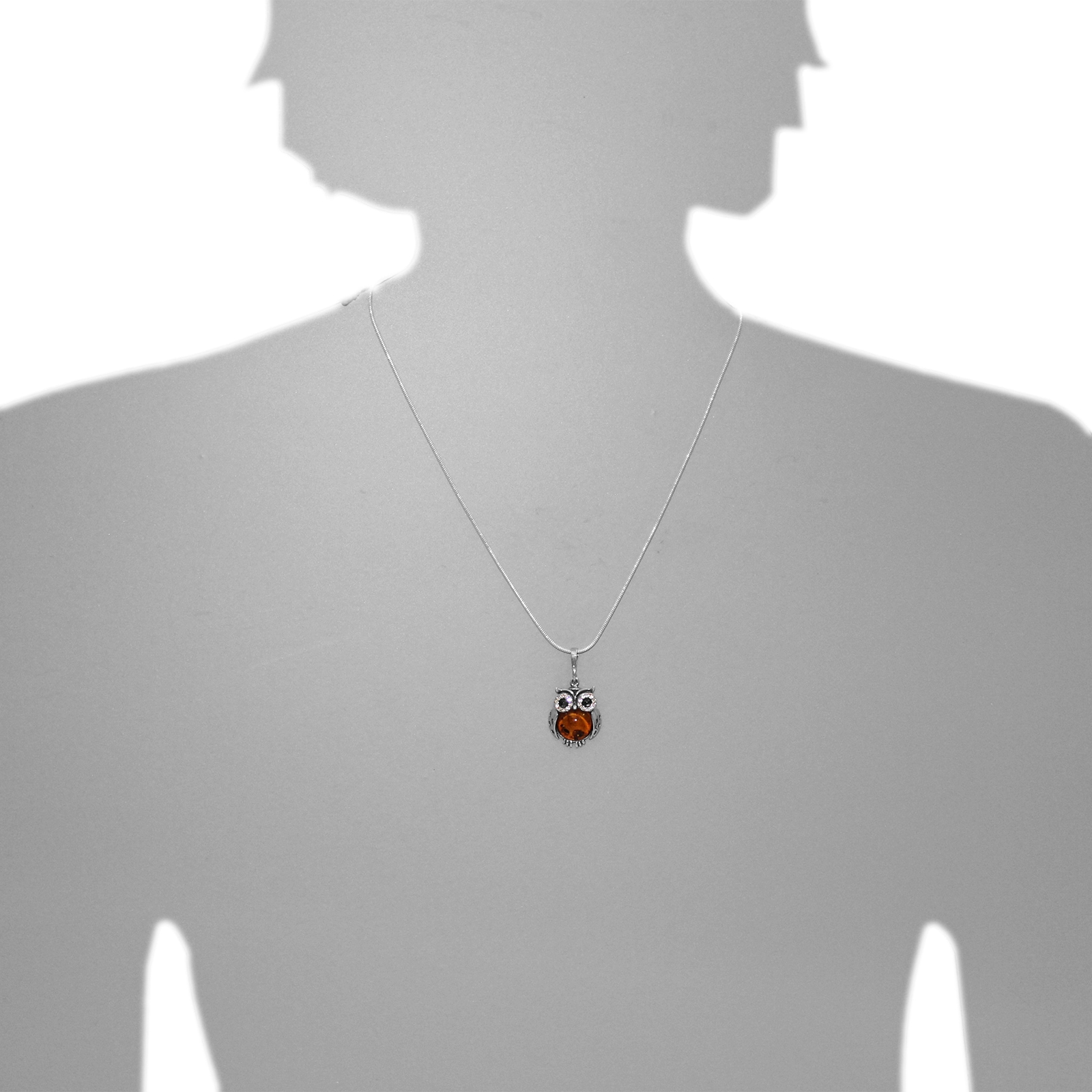 OSTSEE-SCHMUCK Kette mit Anhänger »- Eule - Silber 925/000 - Bernstein&Schmuckstein«