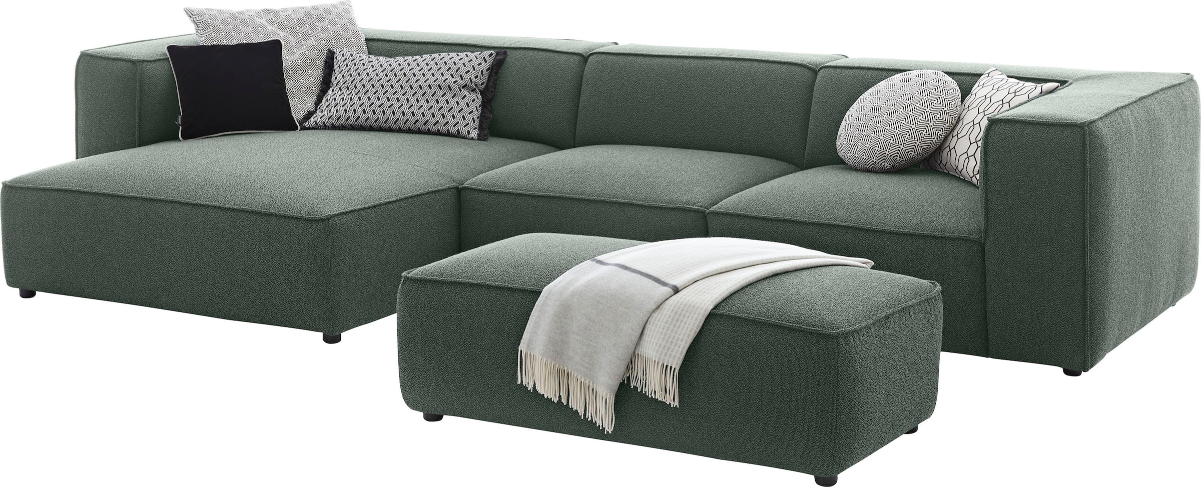 W.SCHILLIG Ecksofa »around-the-block«, mit eleganter Biese, mit Federkern, Breite 341 cm