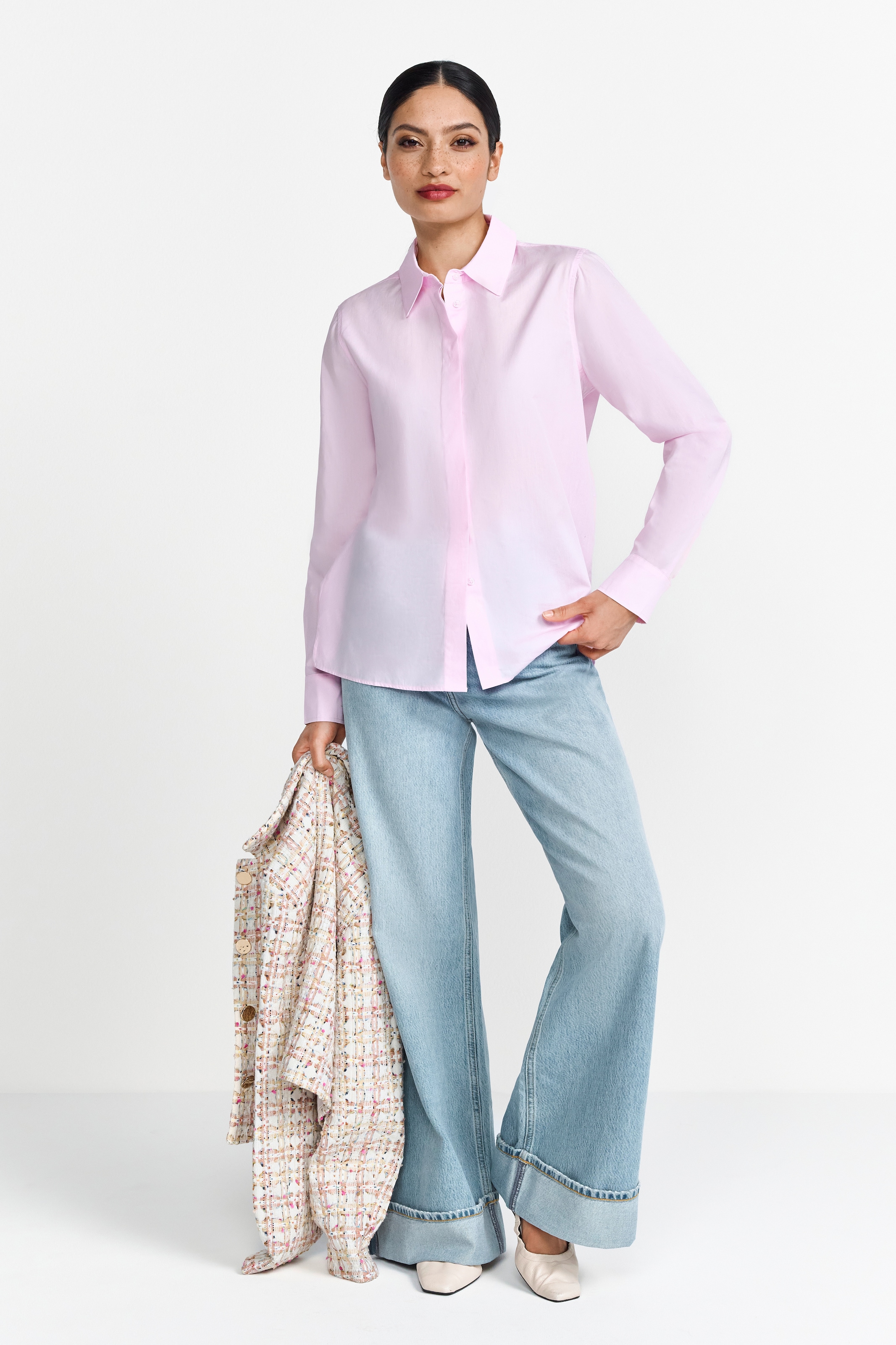 RICHROYAL Klassische Bluse, Mit Markenlabel am Rücken