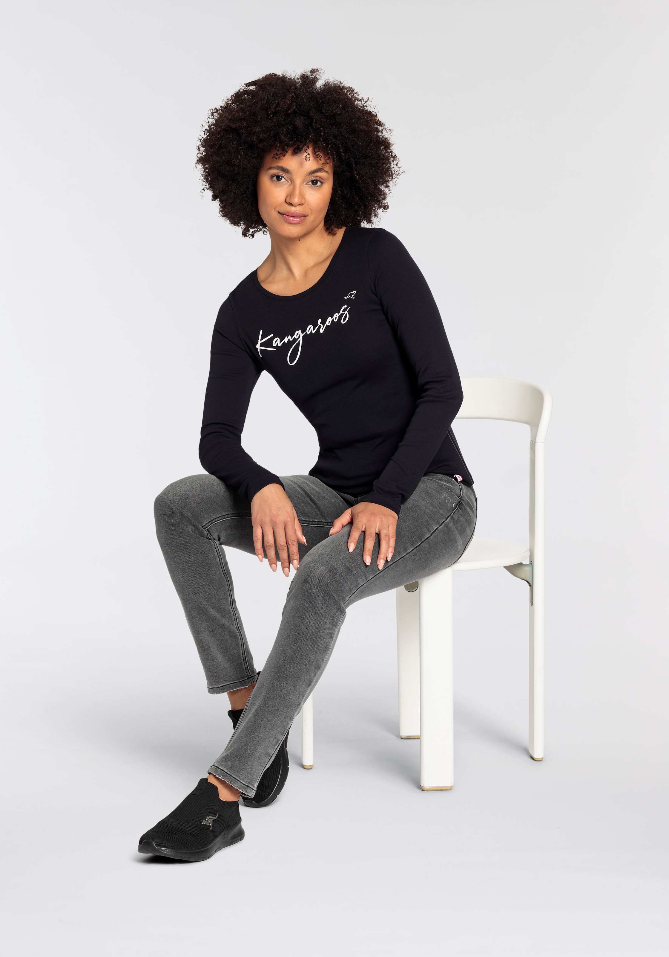 KangaROOS Longsleeve Langarm,  sehr figurbetont,  aus Rippware,  aus 100% Baumwolle