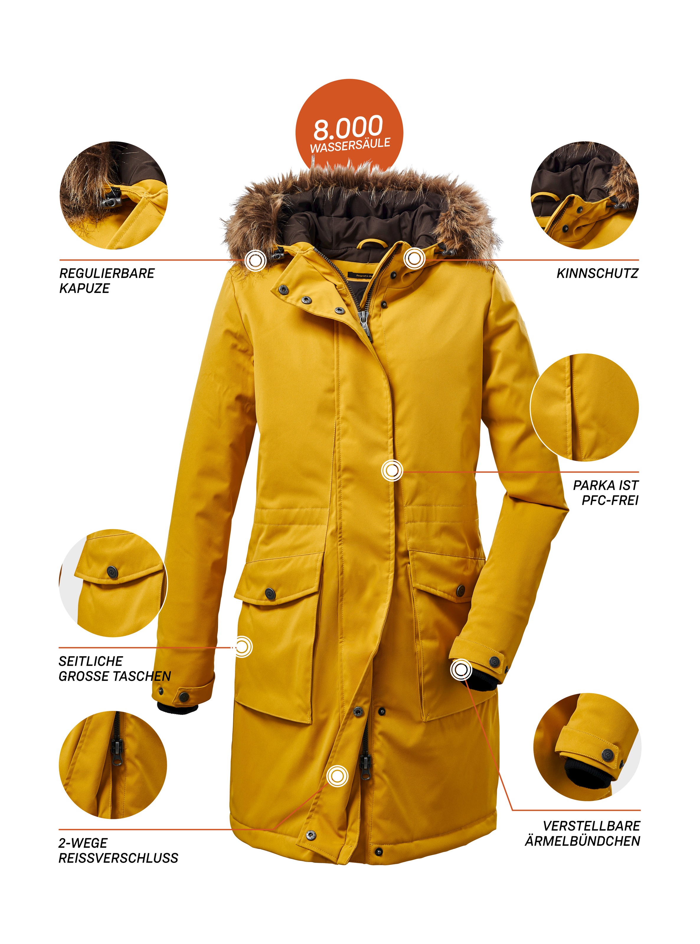 G.I.G.A. DX by killtec Parka »GW 24 WMN PRK«, Moderner, wasserabweisender Parka mit 8.000 mm Wassersäule.