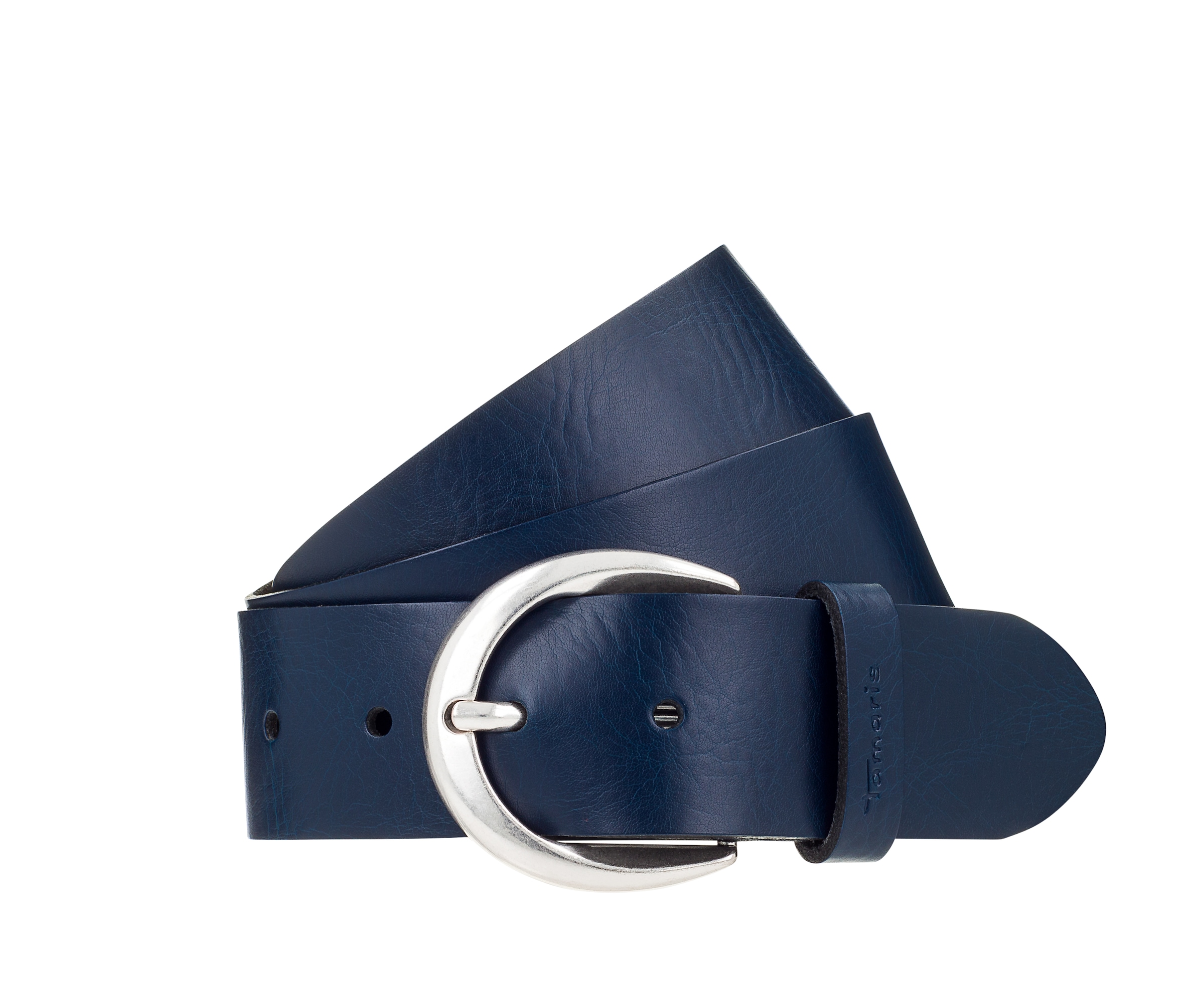 Tamaris Ledergürtel »Charlotte Silver« mit halbrunder Dornschließe in poliertem Silber, 4 cm breit