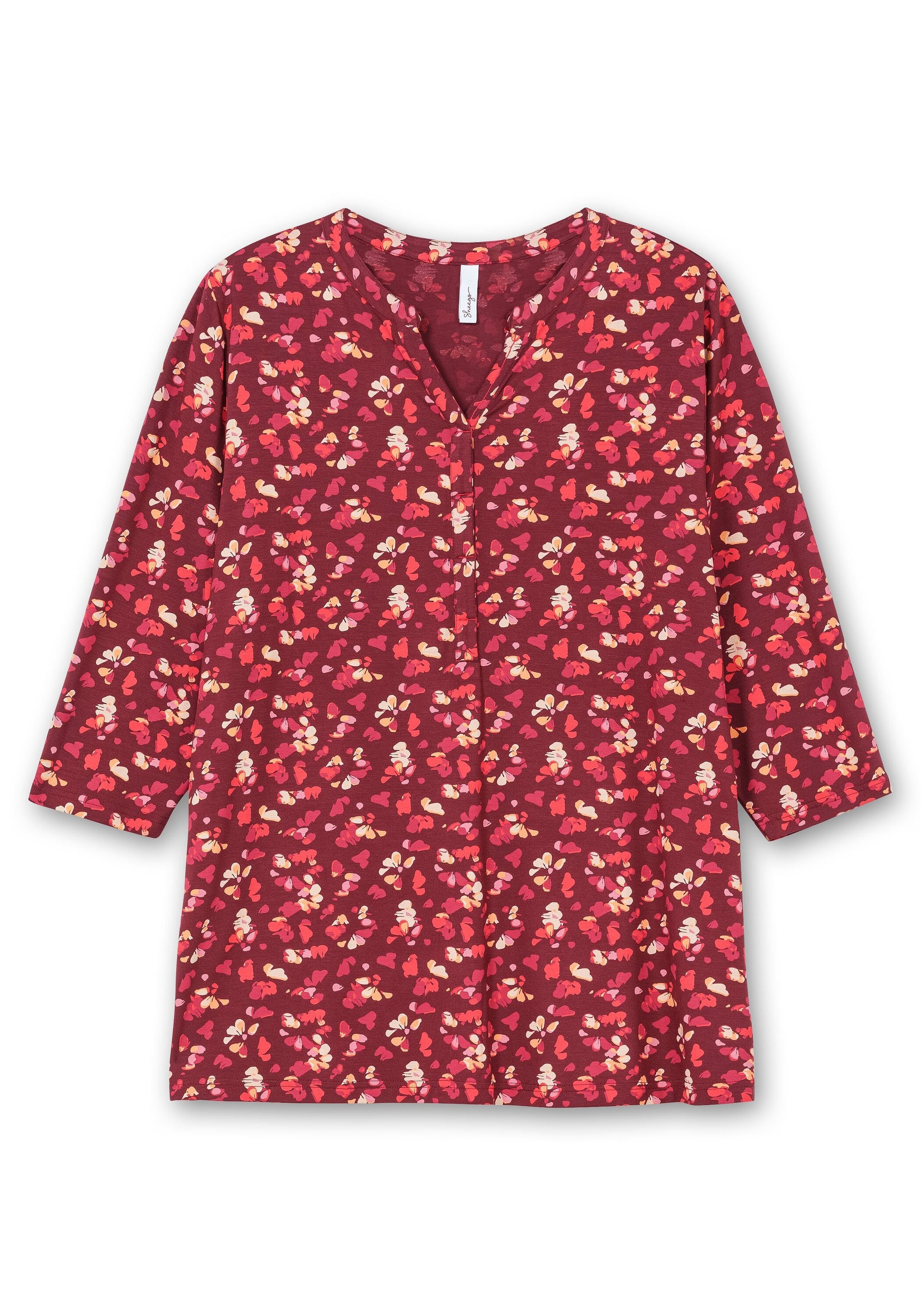 Sheego Rundhalsshirt »3/4-Arm-Shirt mit Blumendruck, aus Viskosejersey«, mit Blumendruck, aus Viskosejersey