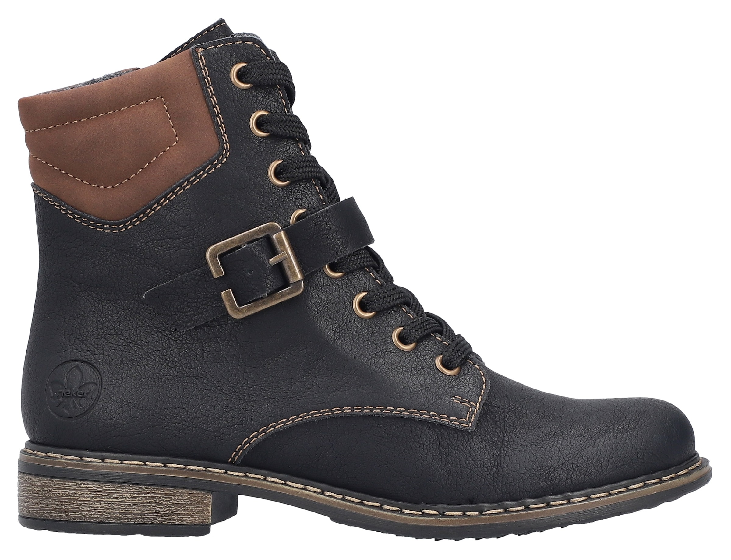 Rieker Schnürstiefelette  Schnürboots, Stiefelette, Blockabsatz, mit gepolstertem Schaftrand