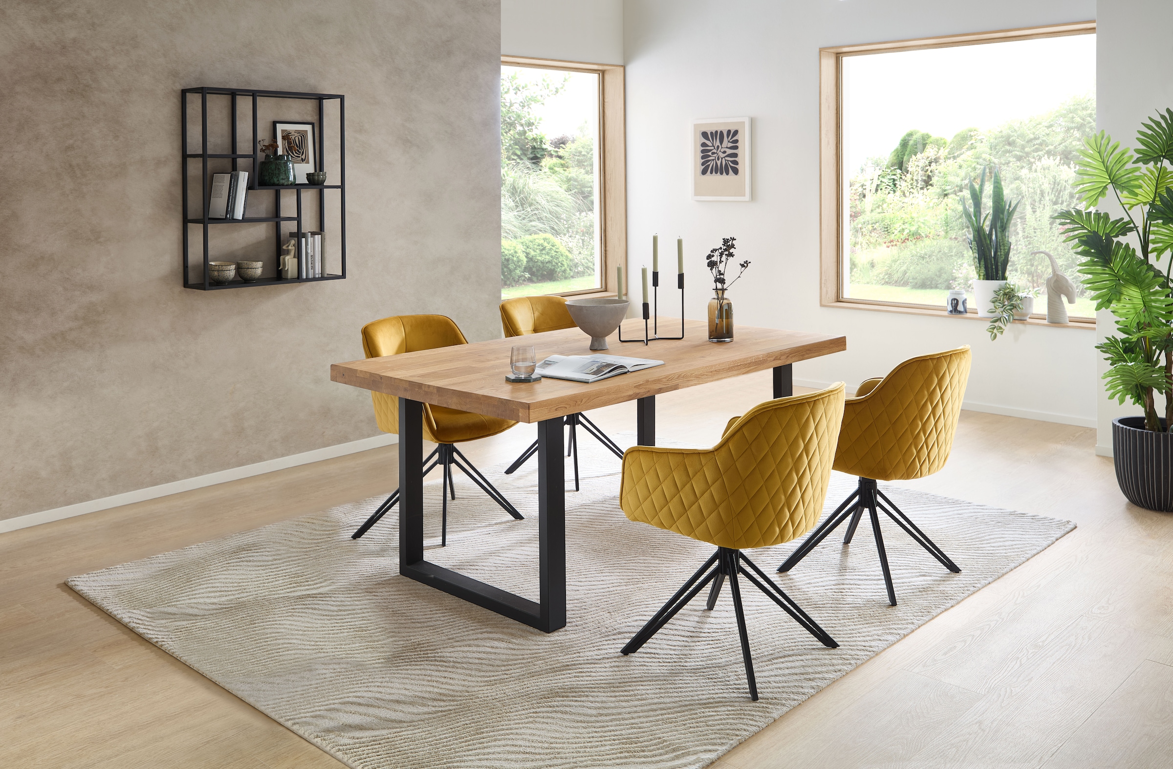 Stolkom Esstisch »Chris Esszimmertisch Eiche Massivholz, BxHxT 110x47x70 cm« Gerade Kante, Industrial Style Eiche Massivholz