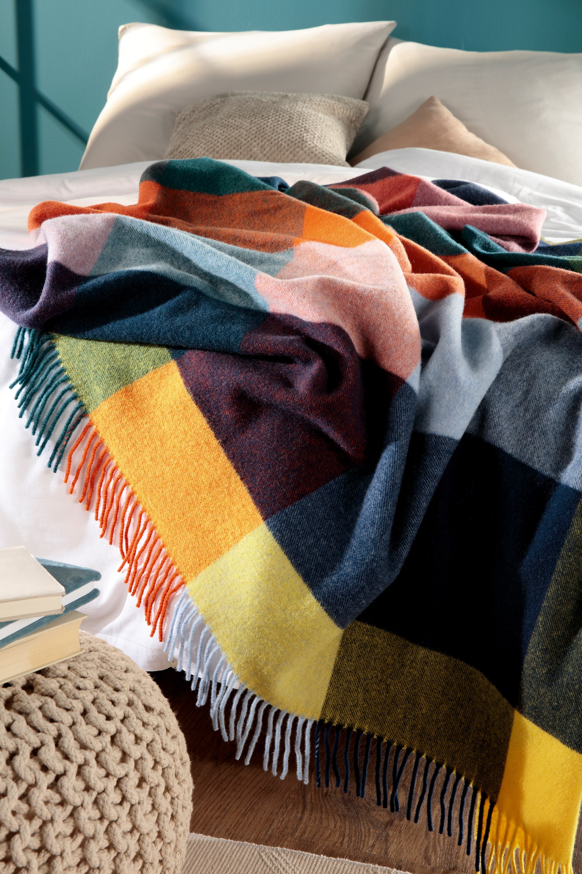 Biederlack Wohndecke »Plaid Vibrant Square« im sommerlichen Karodessin