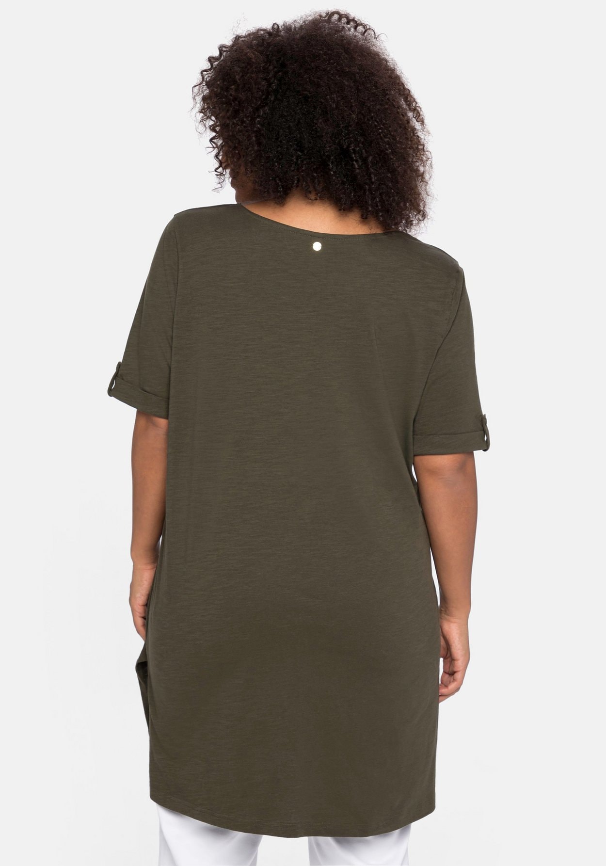 Sheego Longshirt »Longshirt mit geschlitztem Ausschnitt«, mit geschlitztem Ausschnitt