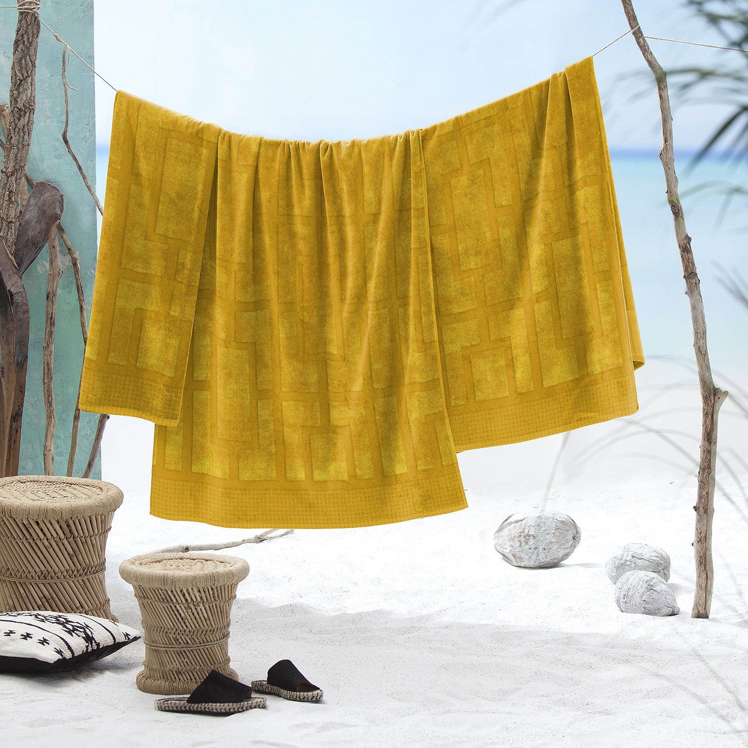 Seahorse Strandtuch »Como«, (1 St., Strandtuch 100 x 180 cm), 100x180, für Sauna und Pool, gemustert mit Trellis-Muster