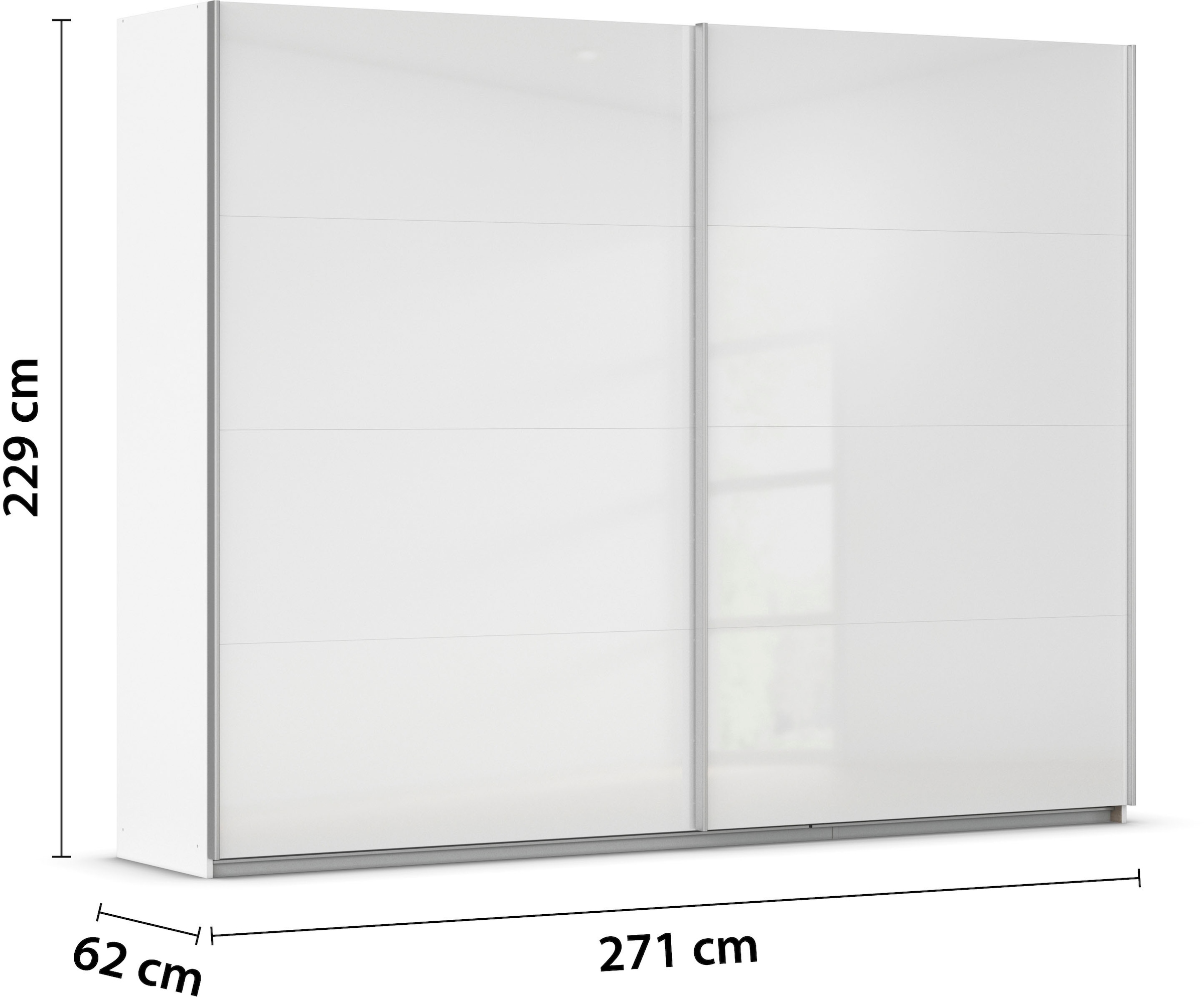 INOSIGN BY RAUCH Schwebetürenschrank »Kleiderschrank Schrank Garderobe Schlafzimmerschrank THANOS«, (in 3 verschiedenen Ausstattungen BASIC/CLASSIC/PREMIUM), Optional mit Spiegel, Metall-Griffleisten alufarben MADE IN GERMANY