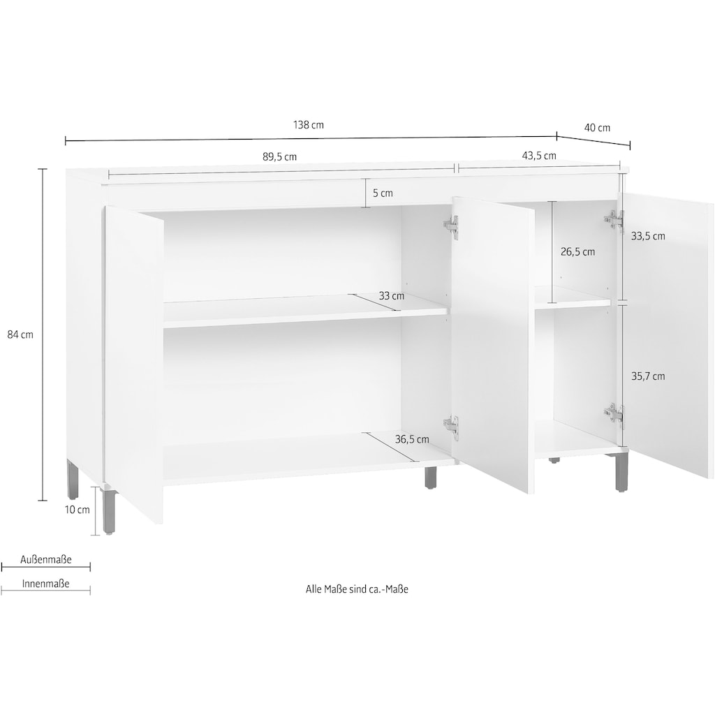 INOSIGN Sideboard »Genio«, Breite 138 cm, mit wendbare Blende ohne Beleuchtung