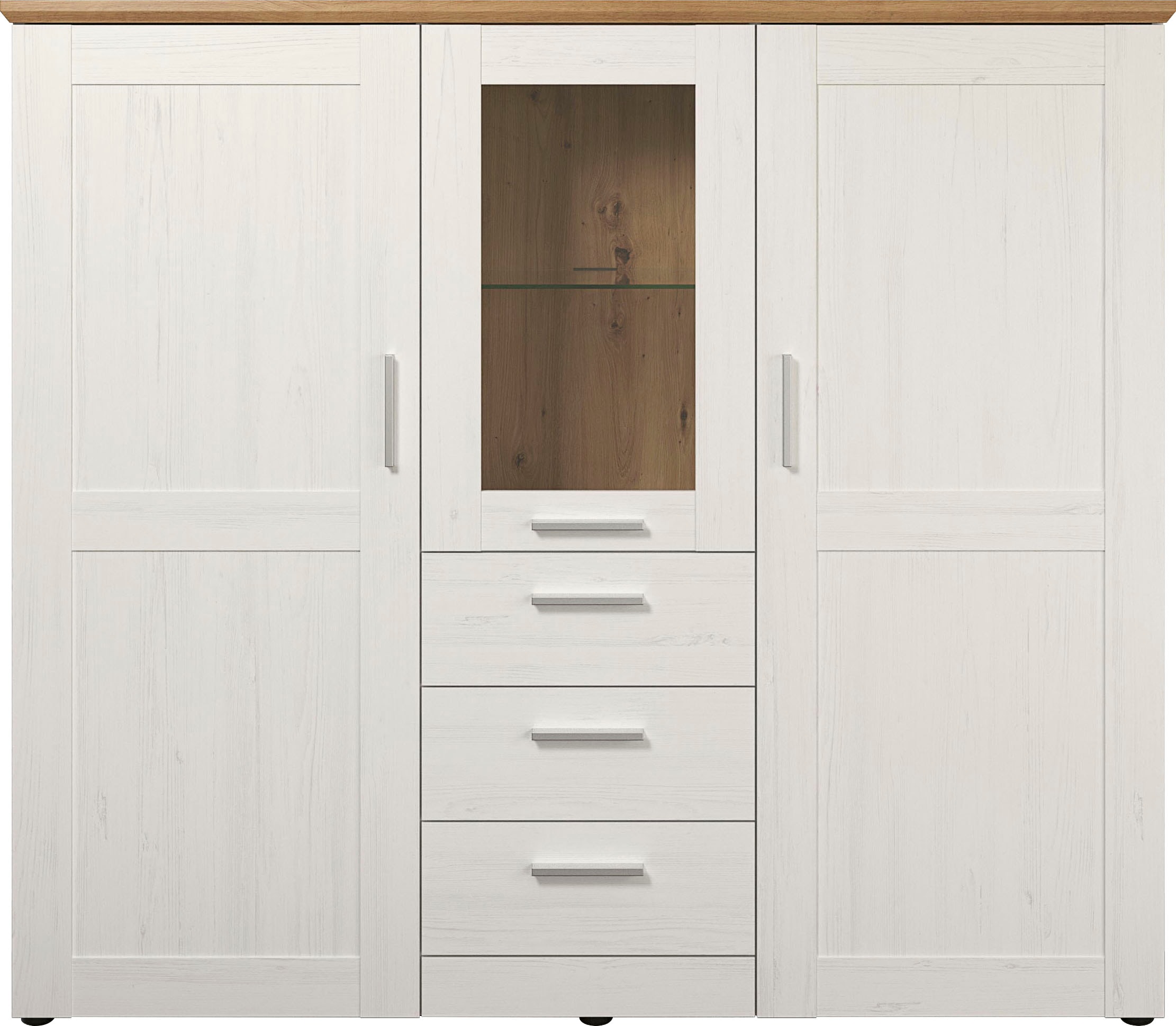 Home affaire Highboard »Nybro«, Vitrine, wechselseitig montierbarer Türanschlag, Breite 159 cm