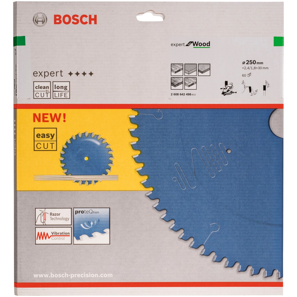 Bosch Professional Kreissägeblatt »Kreissägeblatt Expert for Wood«, 250 x 30 x 2,4 mm, 60