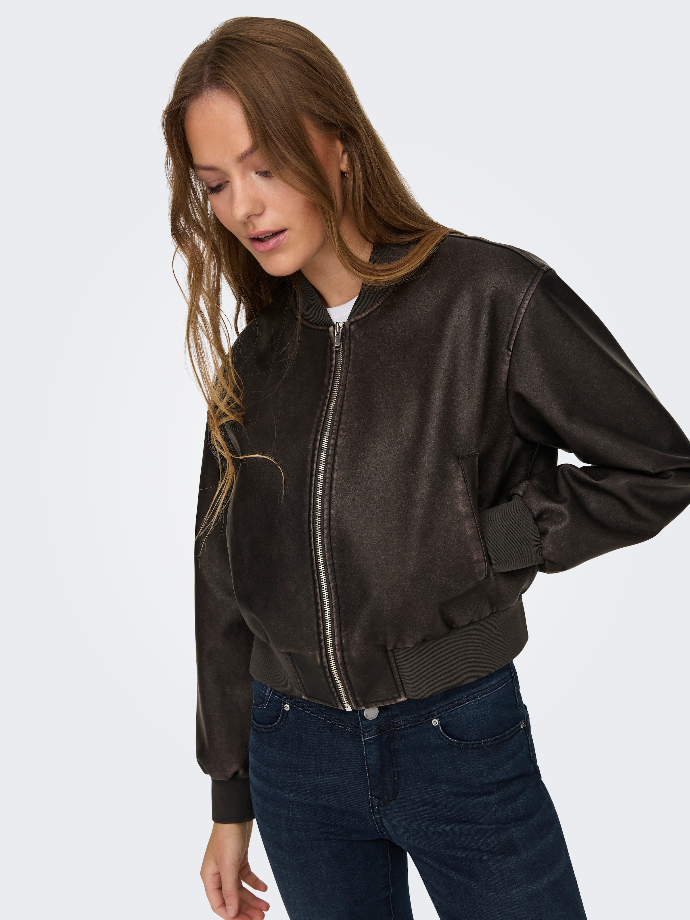 ONLY Lederimitatjacke »ONLJANE FAUX LEATHER WASHED BOMBER OTW«