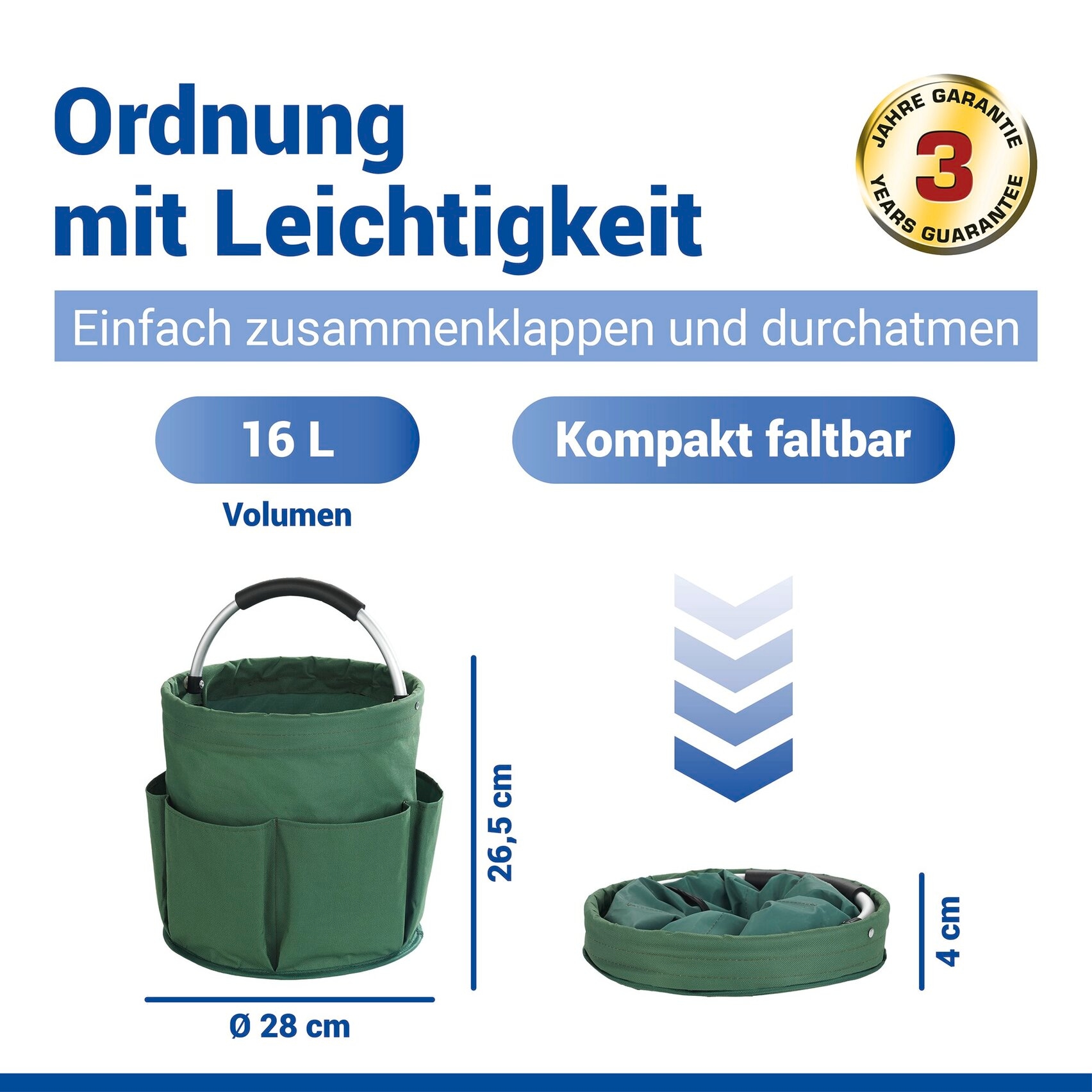 Maximex Organizer »Universal-Reinigungs-Caddy« mit 6 Außentaschen für Gartenwerkzeug, großes Hauptfach, faltbar, 16 l