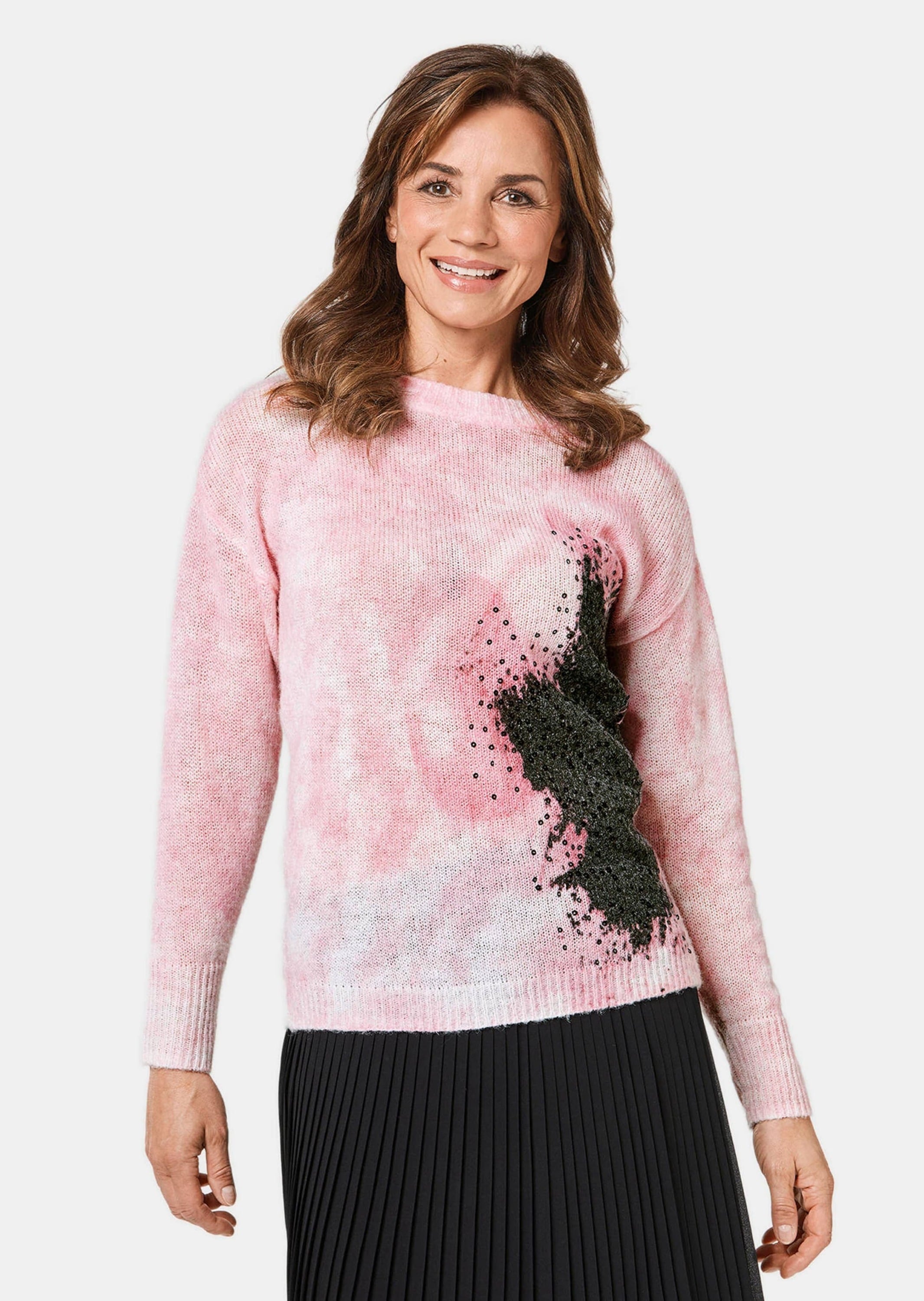 GOLDNER 2-in-1-Pullover »Pullover mit femininem Druck und Pailletten«