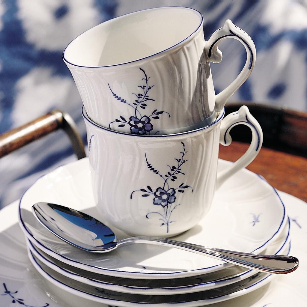 Villeroy & Boch Tasse »Cappuccinotassen Vieux Luxembourg 240 ml 6er Set weiß-blau« Spülmaschinenfest, Mikrowellensicher