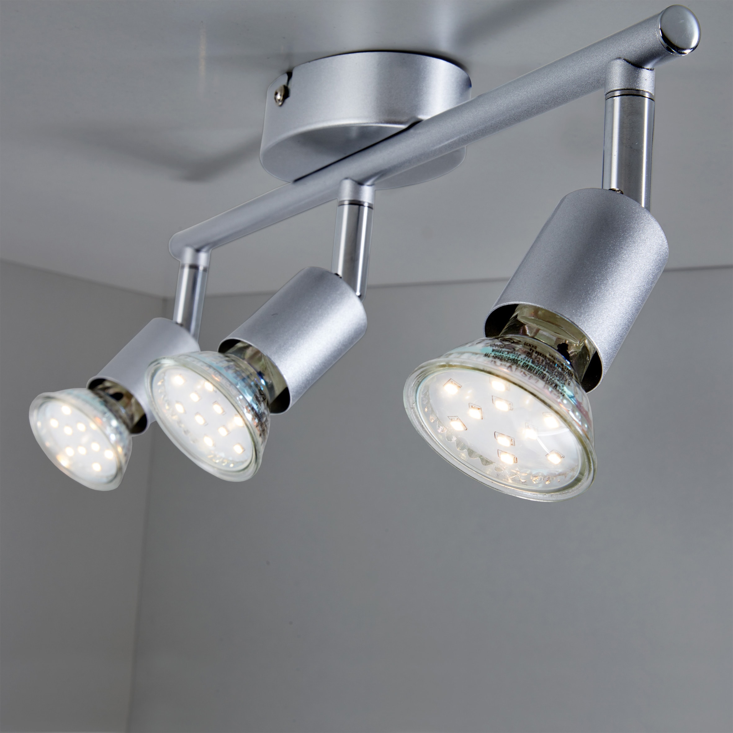 B.K.Licht LED Deckenspots, 3 flammig, Leuchtmittel GU10 | Leuchtmittel wechselbar, LED Deckenleuchte, inkl. 3 x 3W GU10 250 Lumen 3.000K, Deckenstrahler
