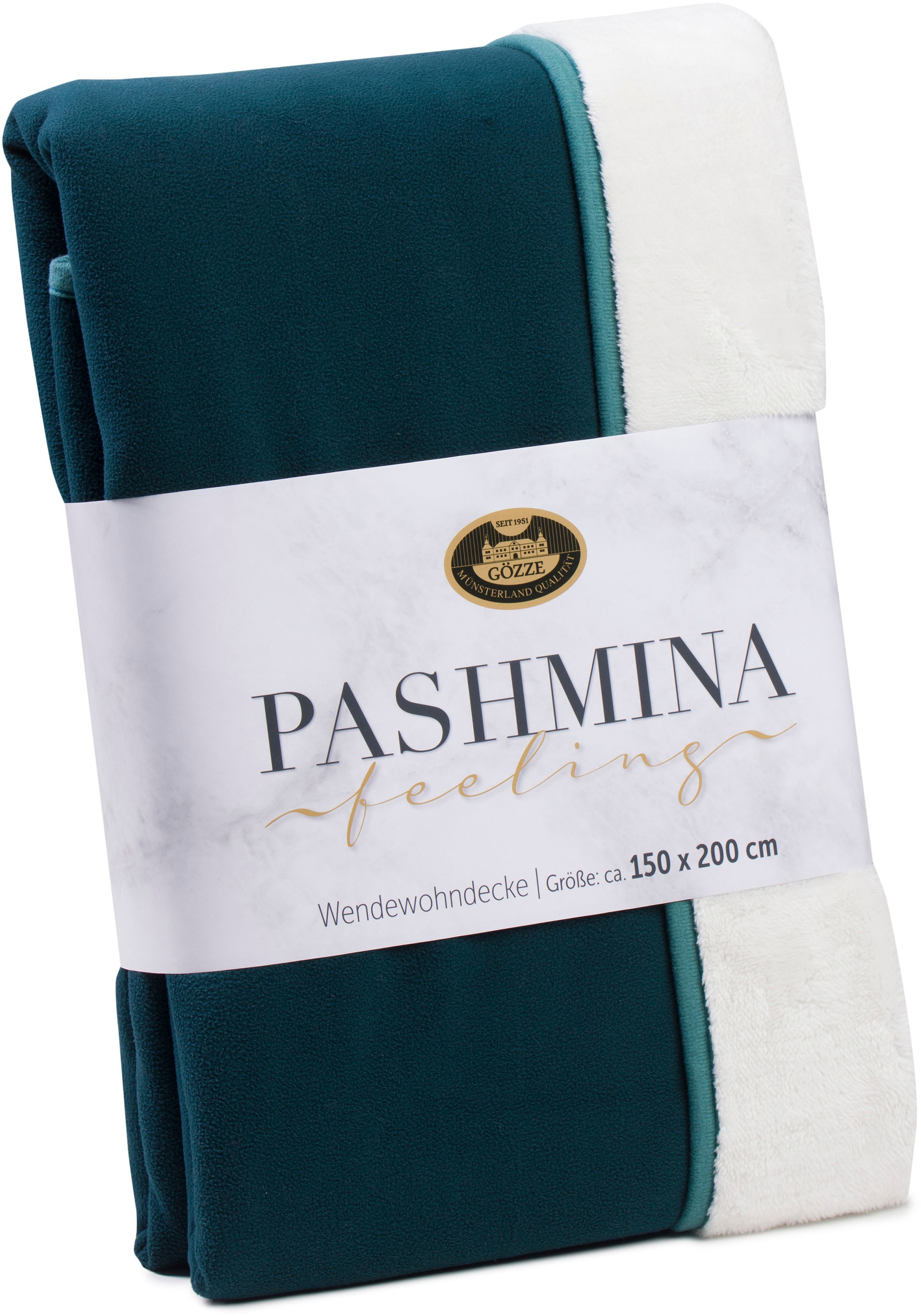 Gözze Wohndecke »Pashmina Wendewohndecke«, flauschig schlichte Unterseite