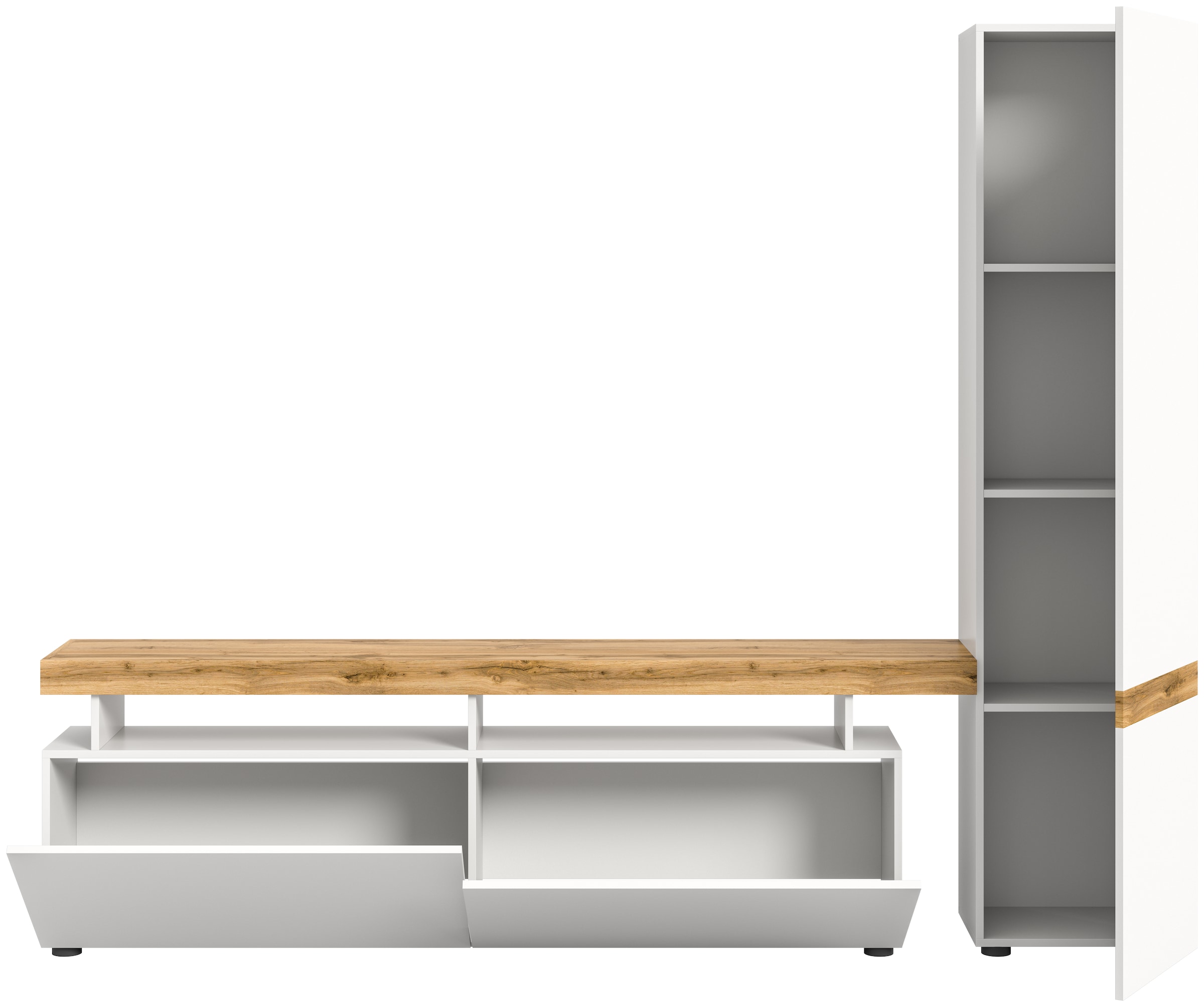 INOSIGN Wohnwand »MAMBO, TOPSELLER!, Breite 235 cm, grifflose Fronten, Push to open«, (2 St., bestehend aus: Lowboard und Hochschrank), 2-farbig, grifflose Fronten, Mediawand, TV-Wand, TV-Möbel