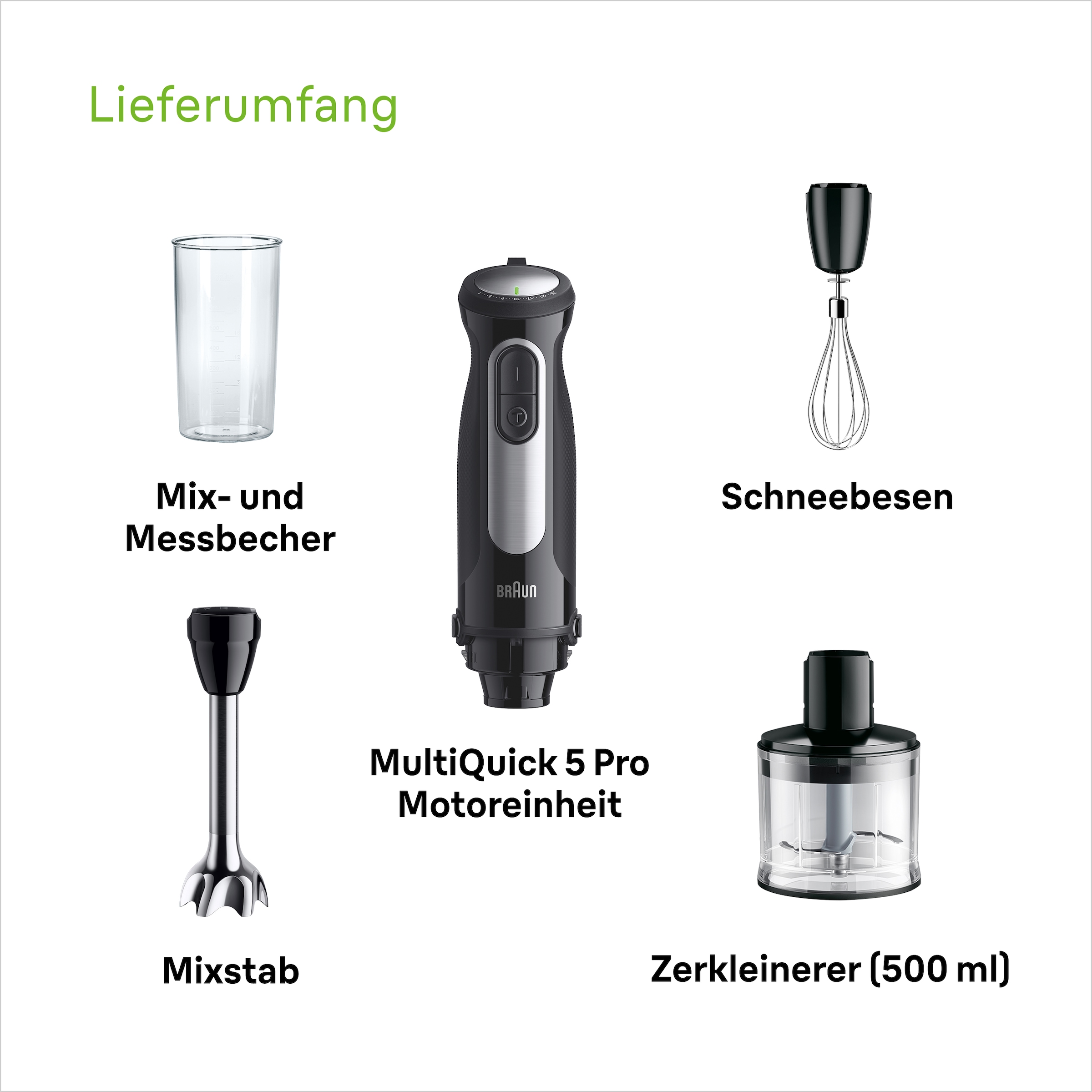 Braun Stabmixer »MultiQuick 5 Pro MQ55236M«, 1000 W, schwarz