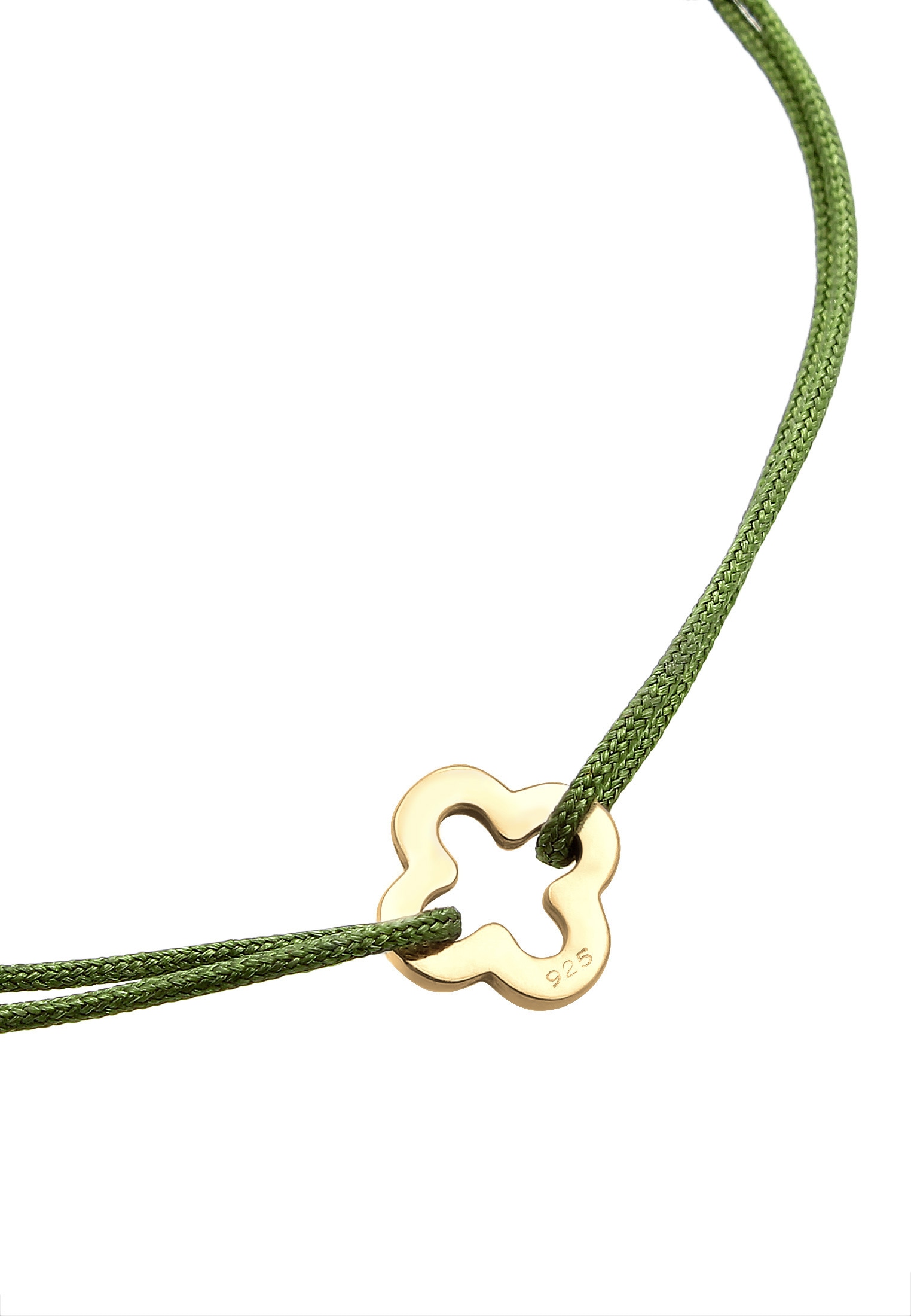 Elli Armkette »Armband Kleeblatt Nylon Bändchen 925er Silber vergoldet«
