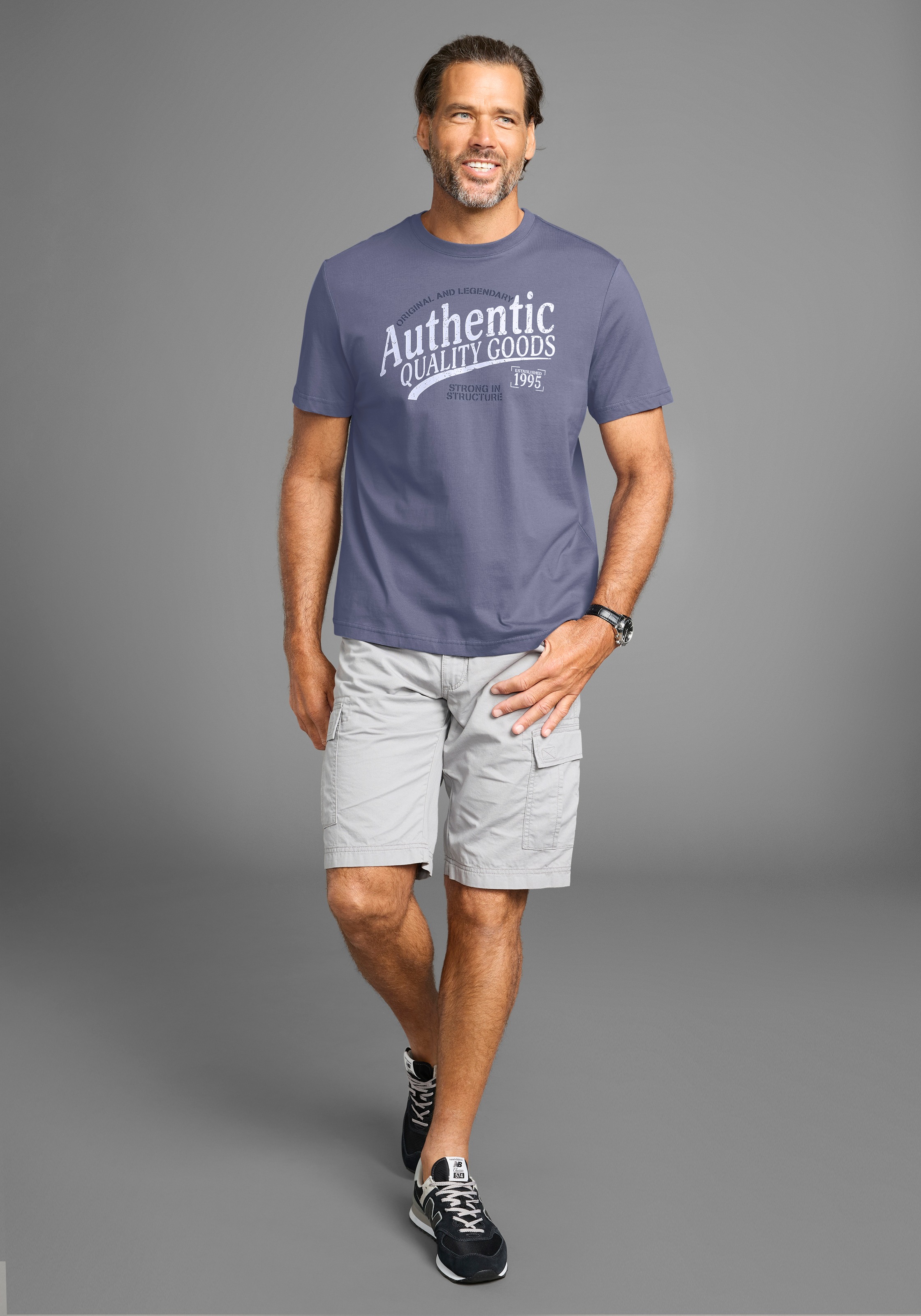 Man's World T-Shirt, mit großem sportlichen Logo-Print