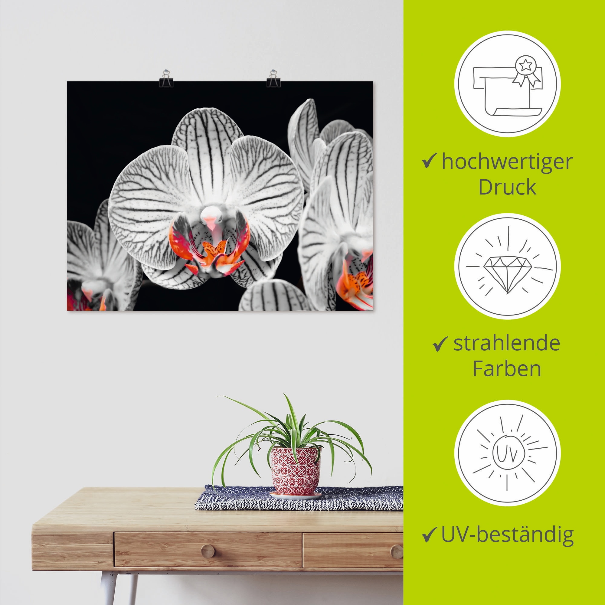 Artland Poster »Orchidee abstrakte Collage IV«, Blumen, (1 St.), als Leinwandbild, Wandaufkleber oder Poster in versch. Größen