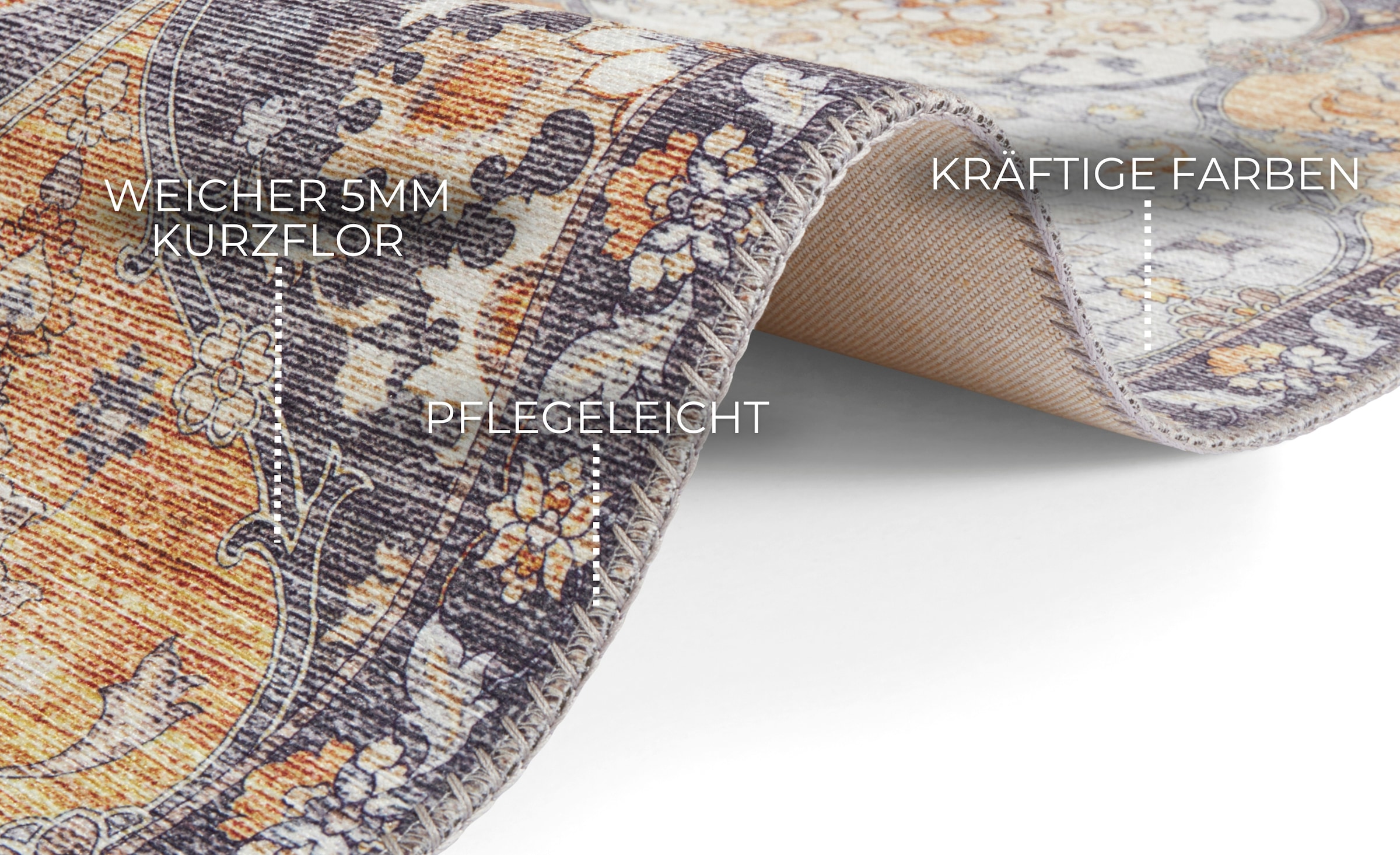 ELLE DECORATION Teppich »Kashmir Ghom«, rechteckig, 5 mm Höhe, Orientalisch, Läufer, Kurzflor, Vintage, Wohnzimmer, Schlafzimmer