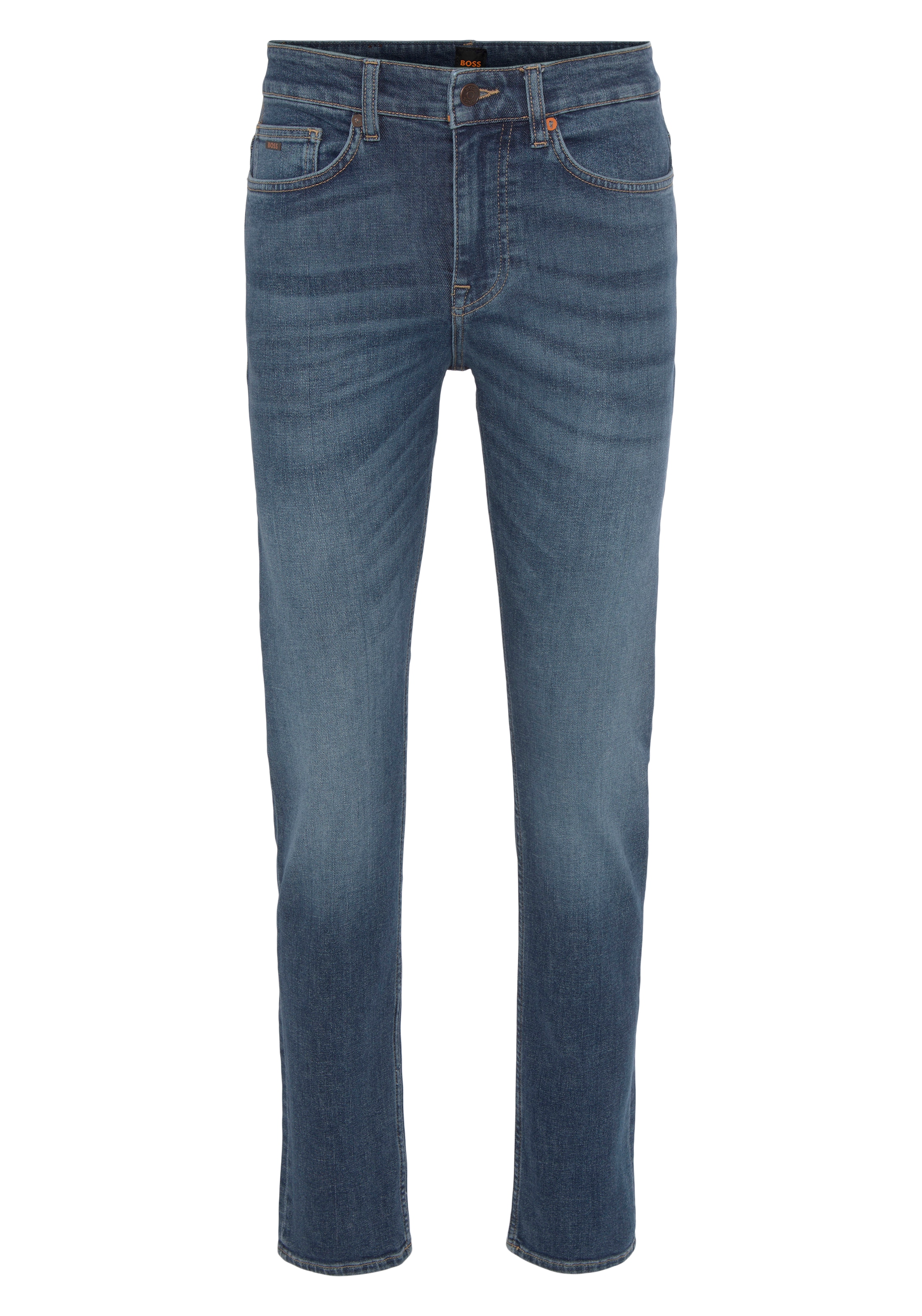 BOSS ORANGE Slim-fit-Jeans ♕ bei Bundabschluss »Delaware am BC-L-C«, Leder-Markenlabel mit hinteren