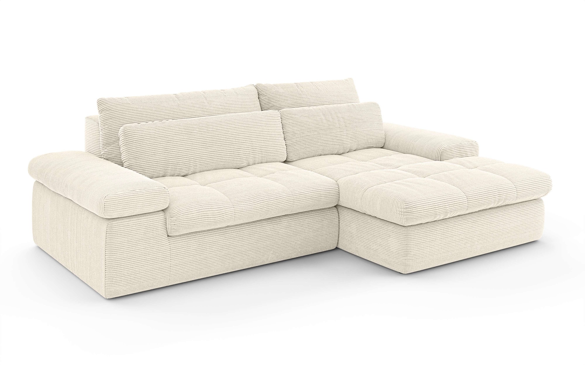 Home affaire Ecksofa »ALVERIE mit Recamiere, moderne Steppung, Maße: B/T/H 274/203/106 cm«, L-Form mit Wellenunterfederung, mit 4 Rückenkissen, pflegeleicht Stoff