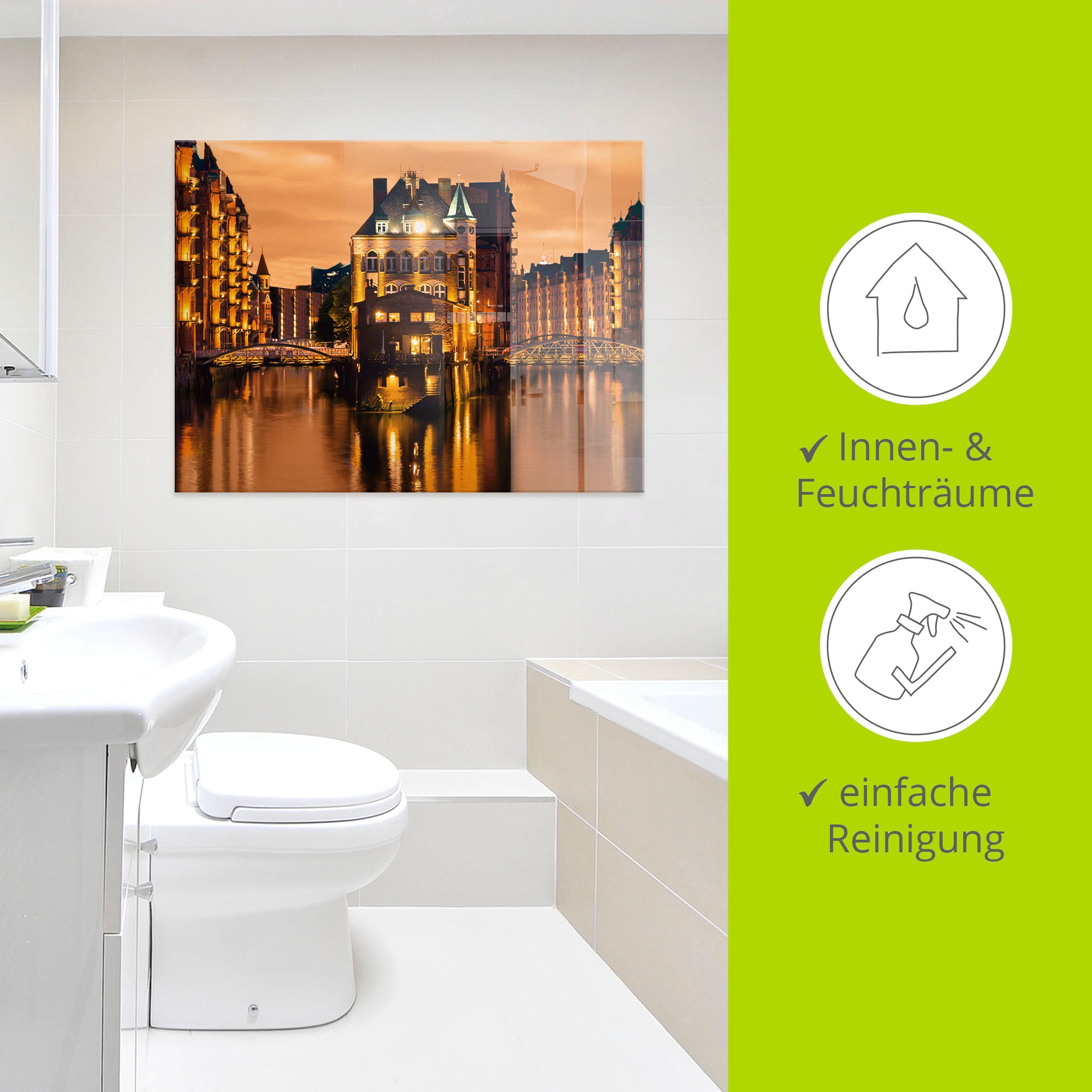 Artland Glasbild »Speicherstadt in Hamburg« Deutschland 1 Stk. tlg. in verschiedenen Größen