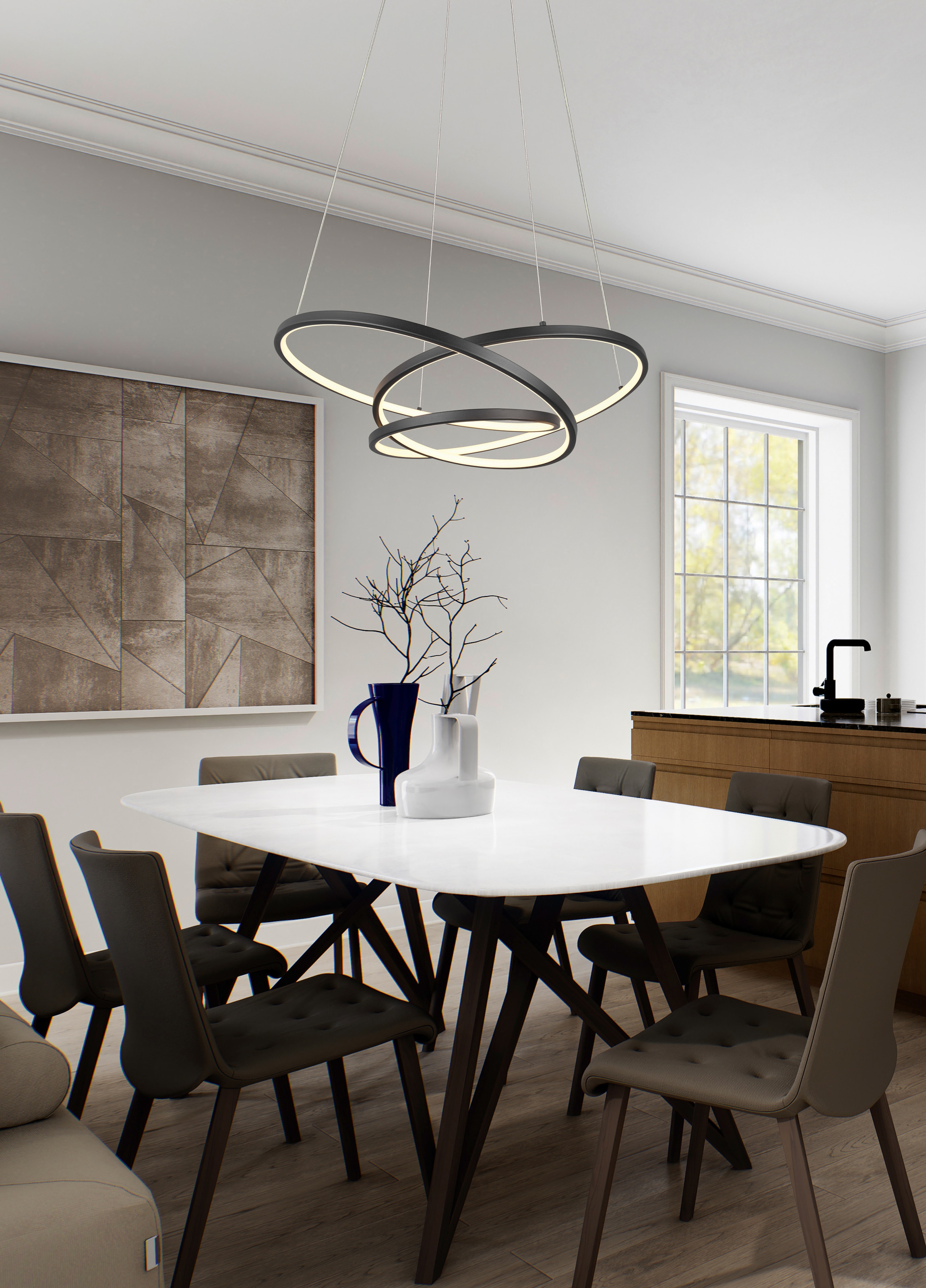 TRIO Leuchten LED Pendelleuchte »DARVIN, LED Hängelampe 52W 6700 Lumen, dimmbar, Lichtfarbe einstellbar« LED-Board 1 Stk. warmweiß - kaltweiß CCT 2300/3000/4000K warmweiß-kaltweiß, höhenverstellbar bis max 150cm