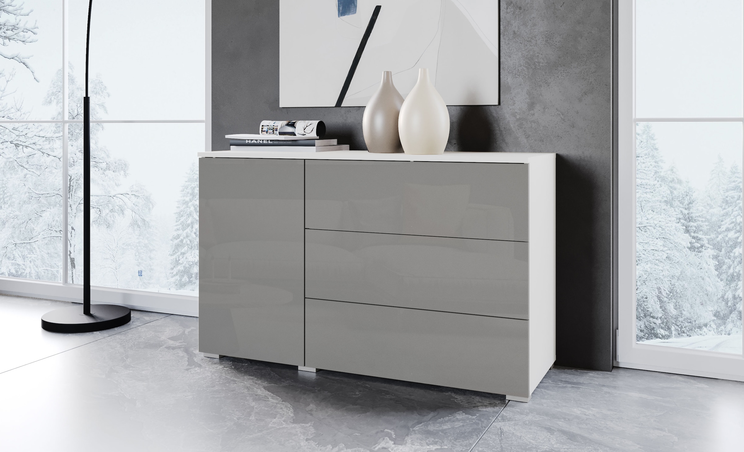 OTTO home Sideboard "PARIS" 1 Stk. tlg. Moderne 110cm breite grifflose Kommode, vielseitig einsetzbar