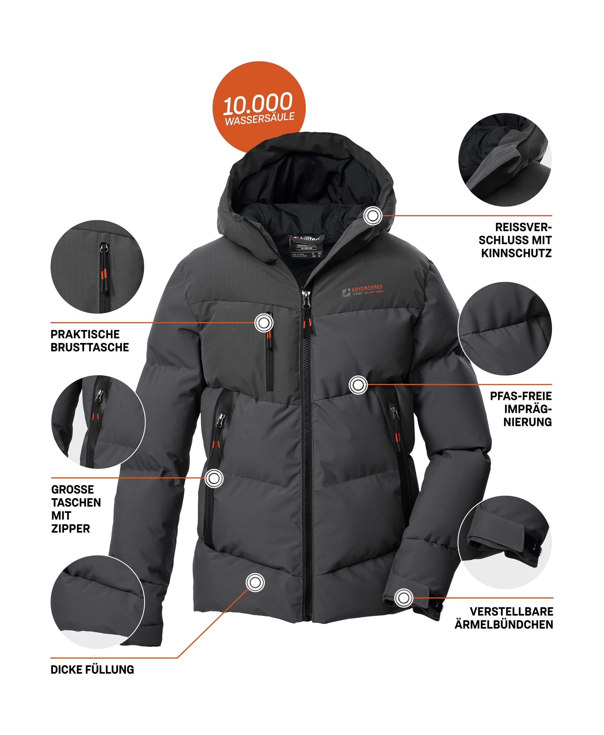 Killtec Steppjacke »KOW 230 BYS QLTD JCKT« Winddichte, wasserabweisende Kinderjacke mit verstellbaren Bündchen
