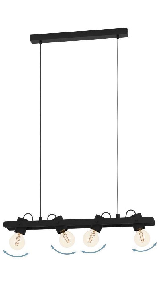 EGLO Hängeleuchte »PLIMSOLL« E27 1 Stk. Pendelleuchte, Holz und Metall in Schwarz, FSC100PA, E27 Fassung