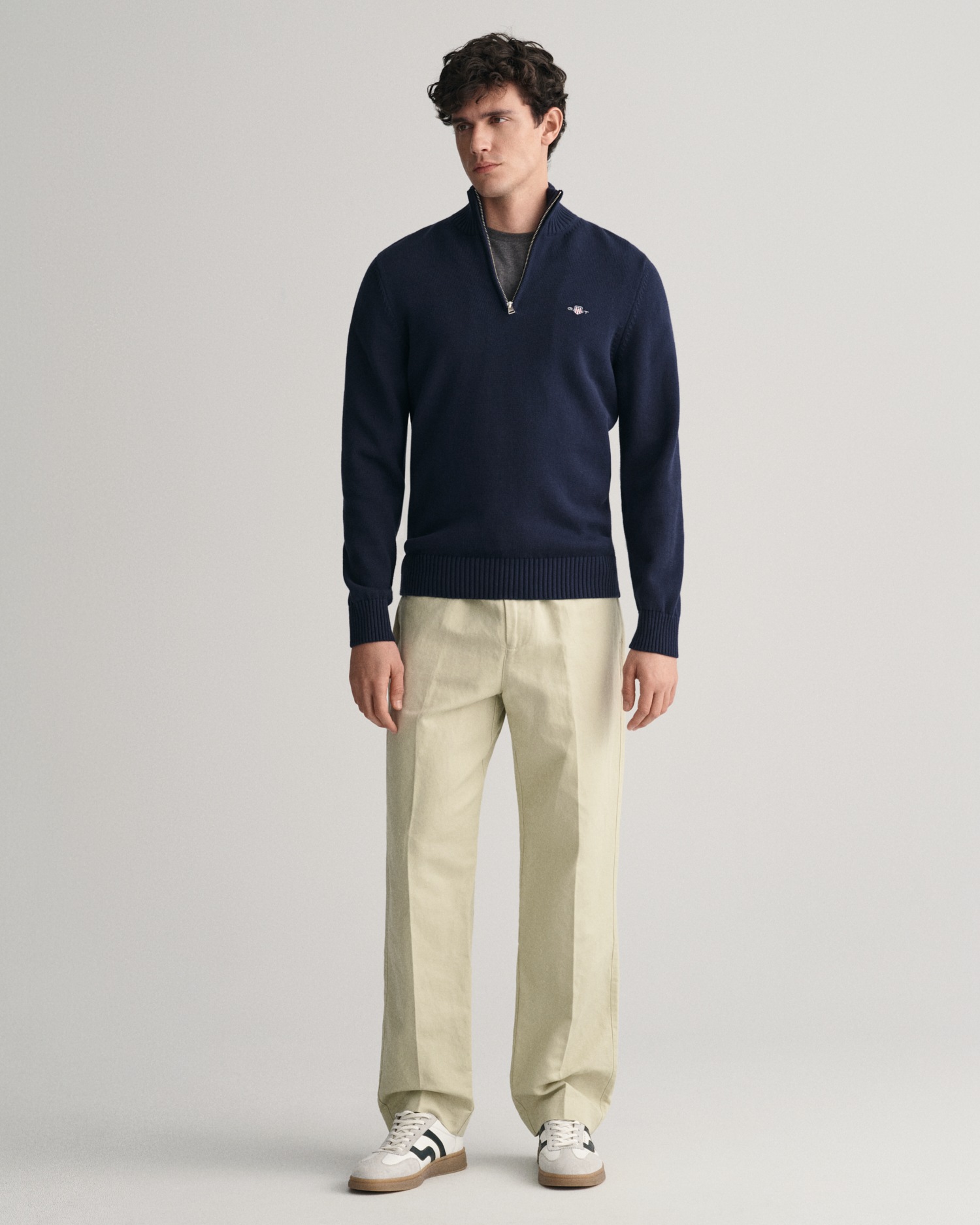 Gant Troyer »CASUAL COTTON HALF ZIP« mit grafischer Logostickerei auf der Brust
