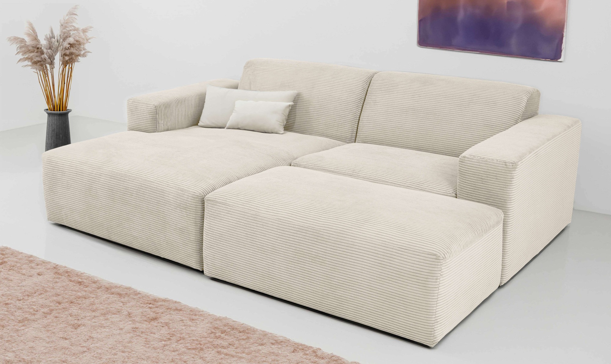 INOSIGN Ecksofa »Koa,228cm, L-Form, Modulsofa, Webstoff, Cord«, Designsofa, Set, Hocker inklusive, weicher Lounge-Sitzkomfort