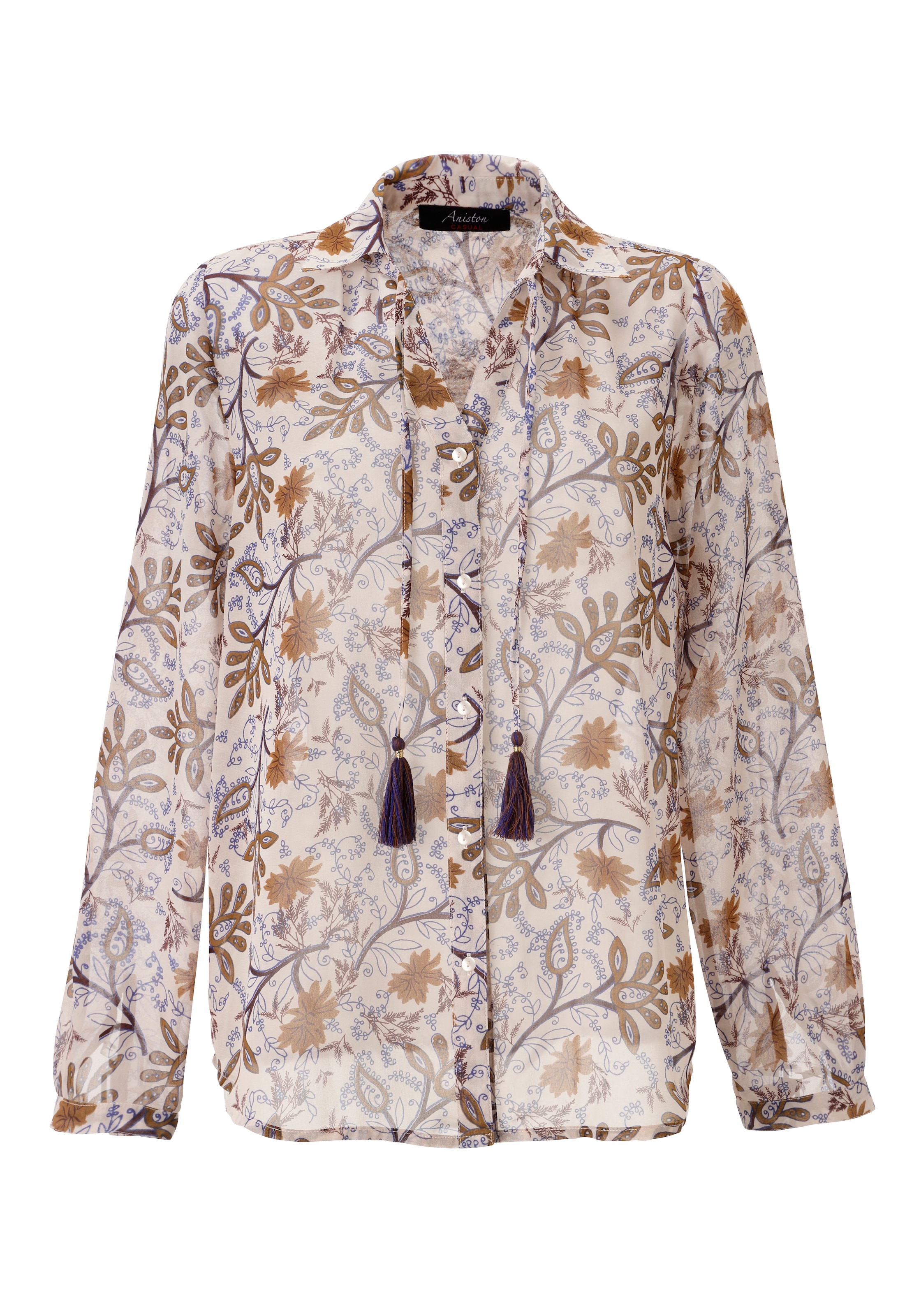 Aniston CASUAL Hemdbluse mit fantasievollem Blumendruck- jedes Teil ein Unikat- NEUE KOLLEKTION