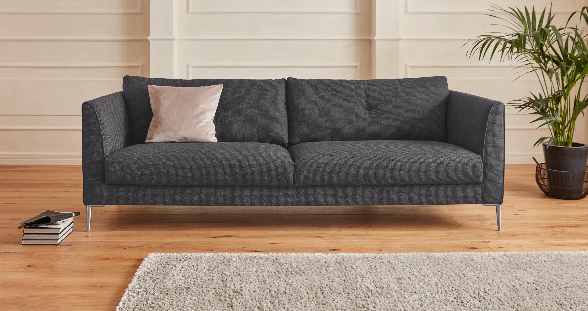 Guido Maria Kretschmer Home&Living 2,5-Sitzer »Chilltime, elegant und bequem, Komfortsitzhöhe 46cm, Breite 237cm«, mit eleganter Kreuznaht in den Rückenkissen, Breite 237 cm