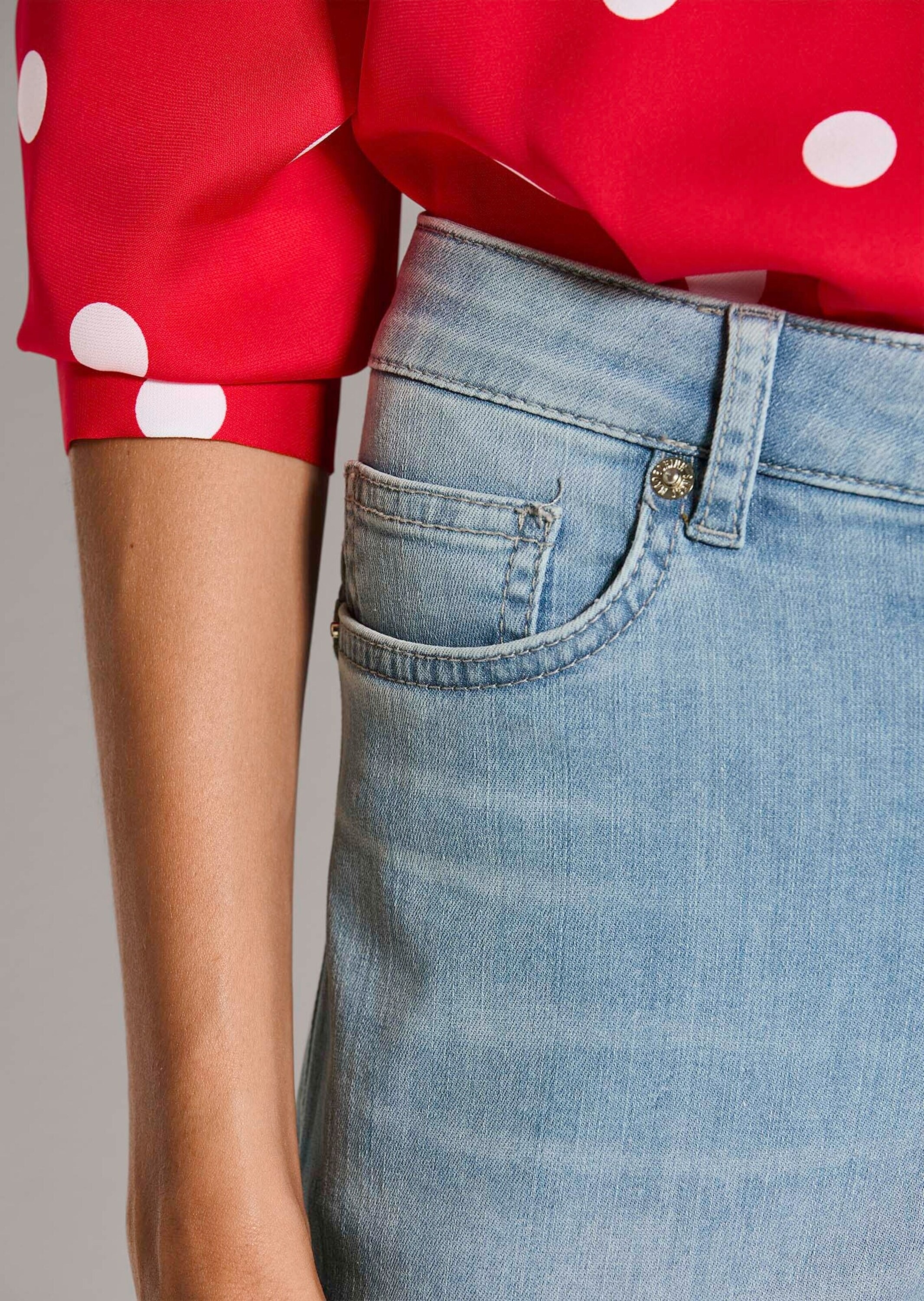 MADELEINE Regular-fit-Jeans »Jeans Skinnyjeans mit Formbund« Fransensaum