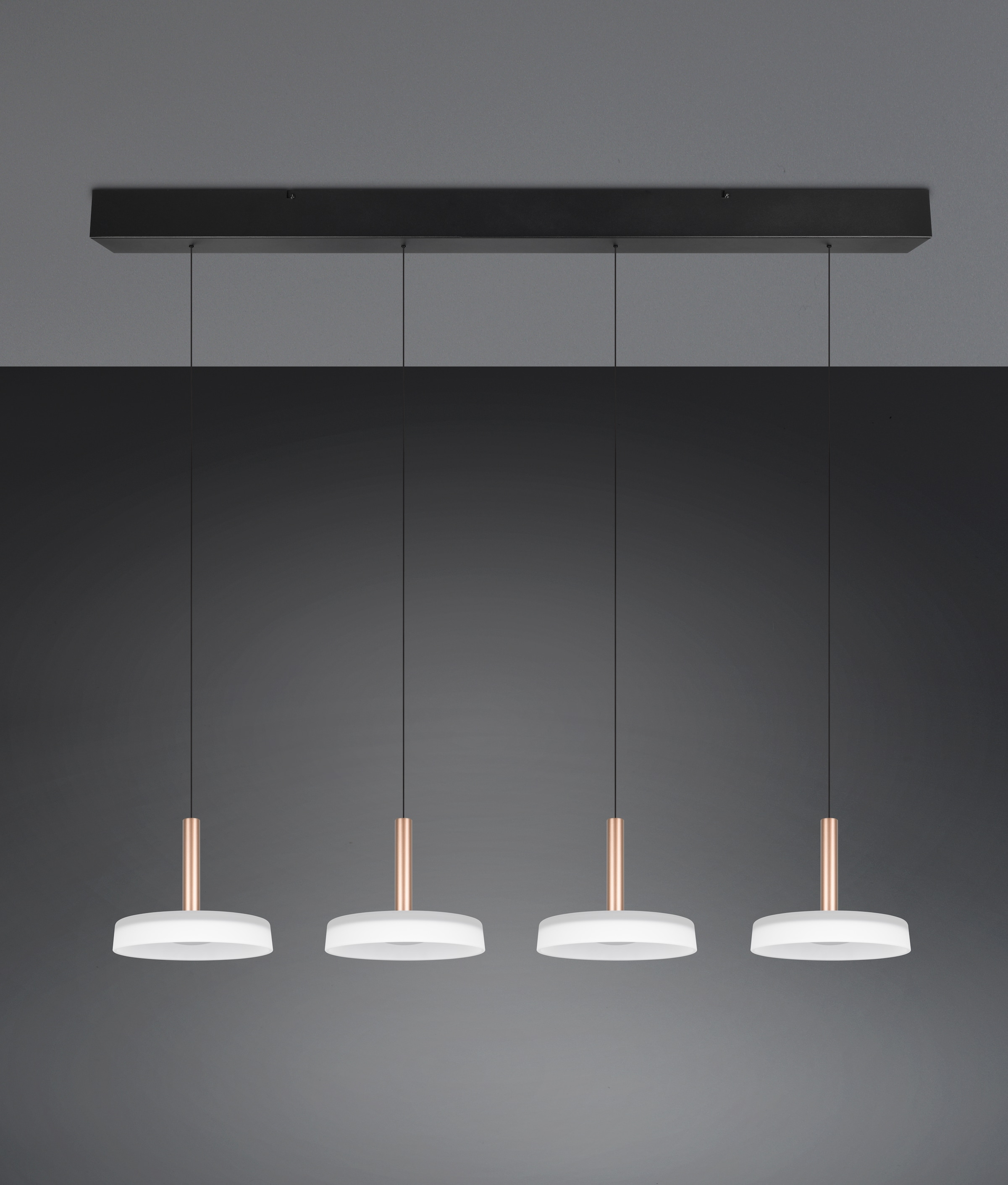 TRIO Leuchten LED Pendelleuchte »CELESTE dimmbare LED Hängelampe aus Metall und Glas, 7,5W, 750 Lumen« LED-Board 1 Stk. Warmweiß 4-flammig einfach höhenverstellbar von 50-200 cm 3-Stufen Dimmfunktion