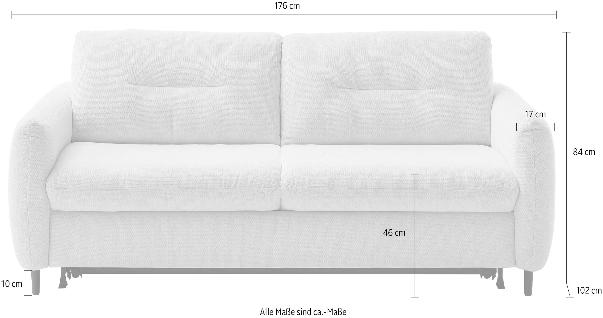 Home affaire 2-Sitzer »Clevina, Dauer-Schlafsofa mit Kaltschaummatratze, Breite 176 cm« Sofa & Bett in einem – kinderleicht ausklappbar & freistellbar im Raum