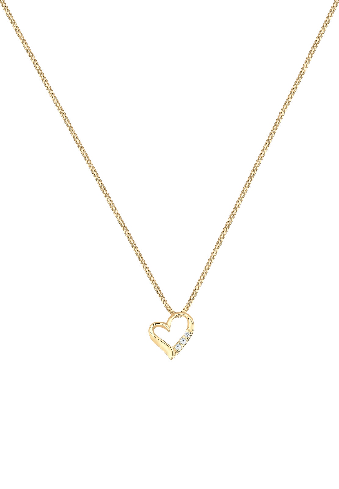 Elli DIAMONDS Silberkette »Halskette Herz Liebe Diamant (0.06 ct.) 925 Silber«