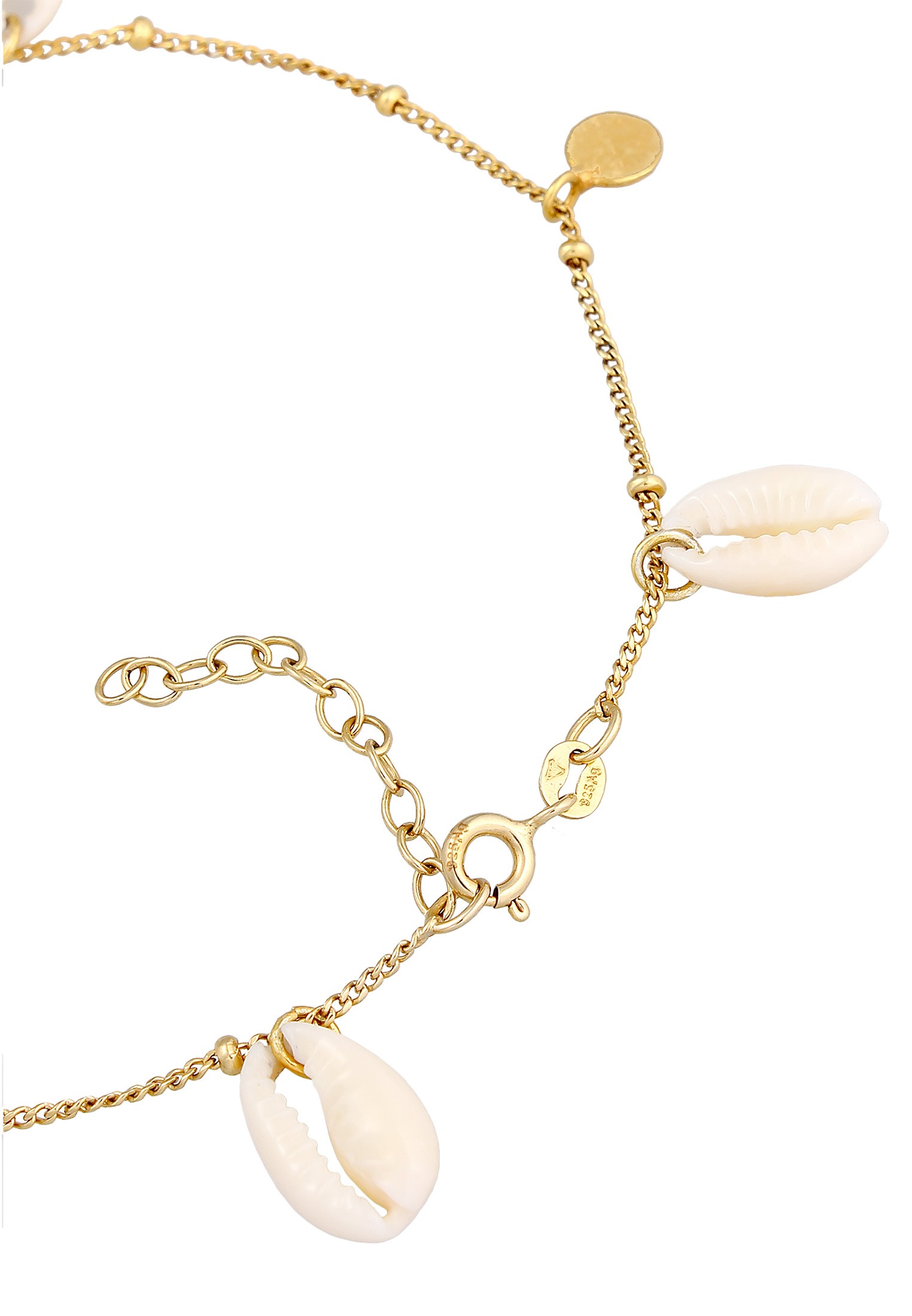 Elli Fußkette »Fußschmuck Plättchen Kauri Muschel Maritim 925 Silber«