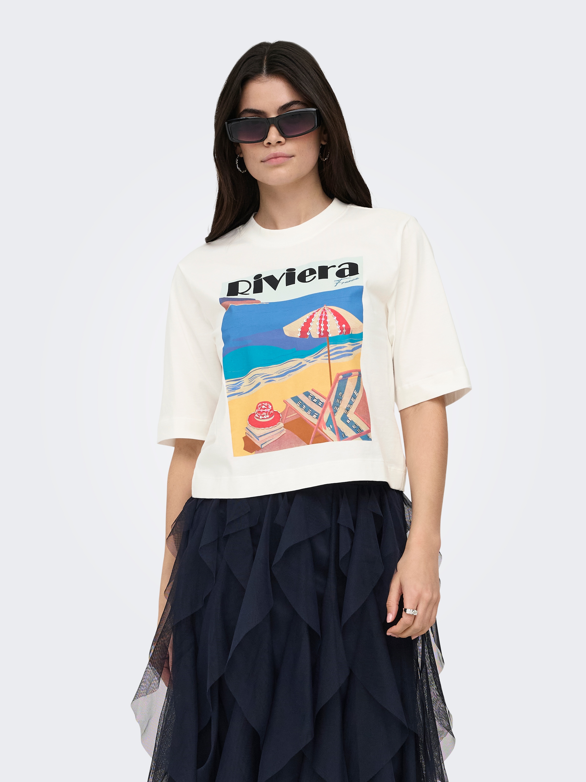 ONLY T-Shirt »ONLVEGA NEW S/S VIBE TOP BOX JRS« Baumwolle, regular fit, Rundhals