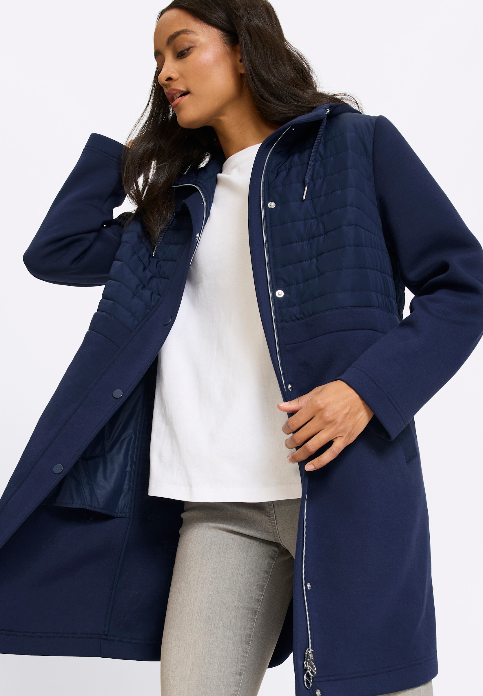 heine Steppjacke »Mantel Kurzmantel in Patch-Optik« mit Kapuze