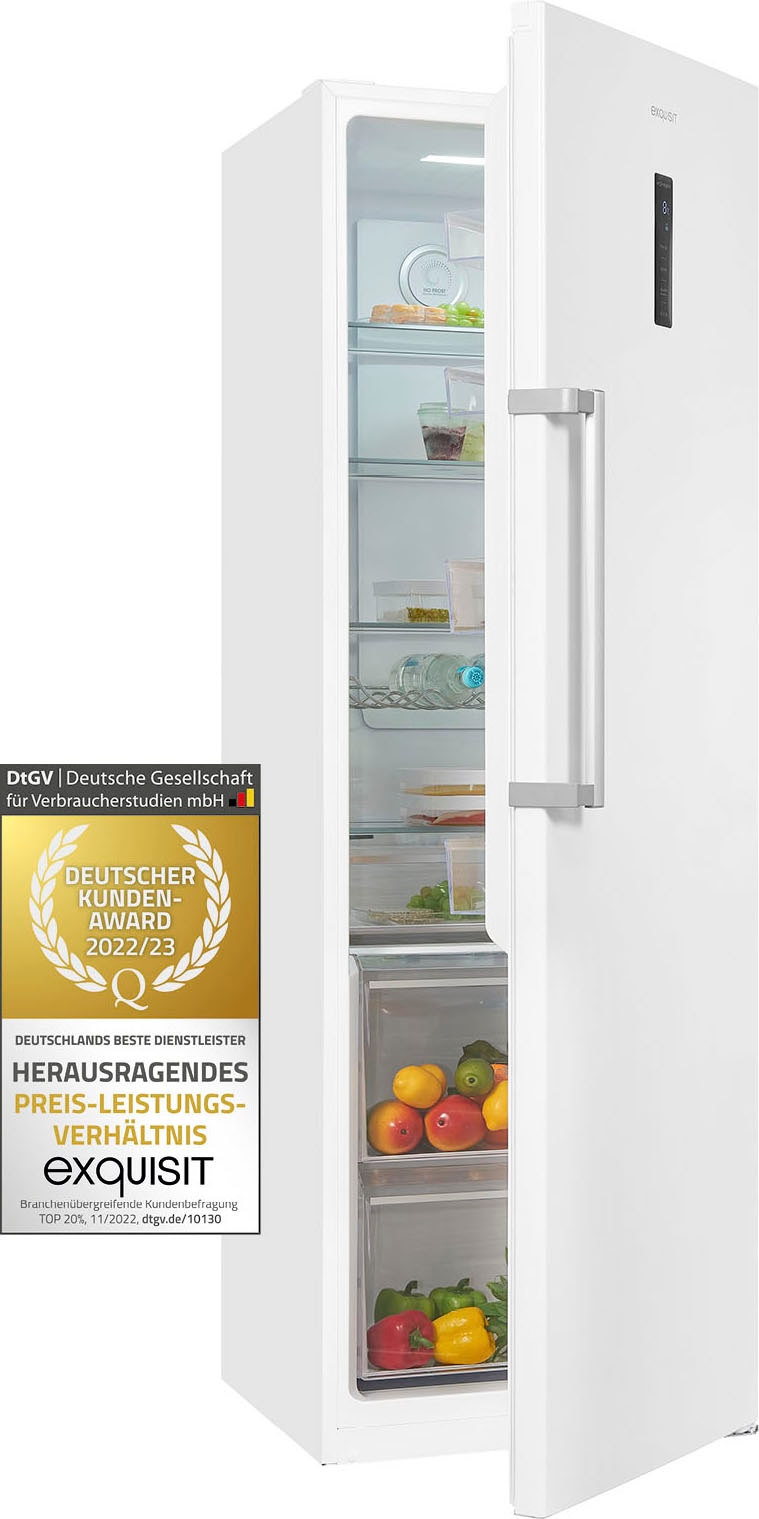 exquisit Vollraumkühlschrank »KS360-V-HE-040D« 185 cm hoch 60 cm breit 359 L Vollraumkühlschrank: No-Frost, flexibel & mit LED-Innenlicht