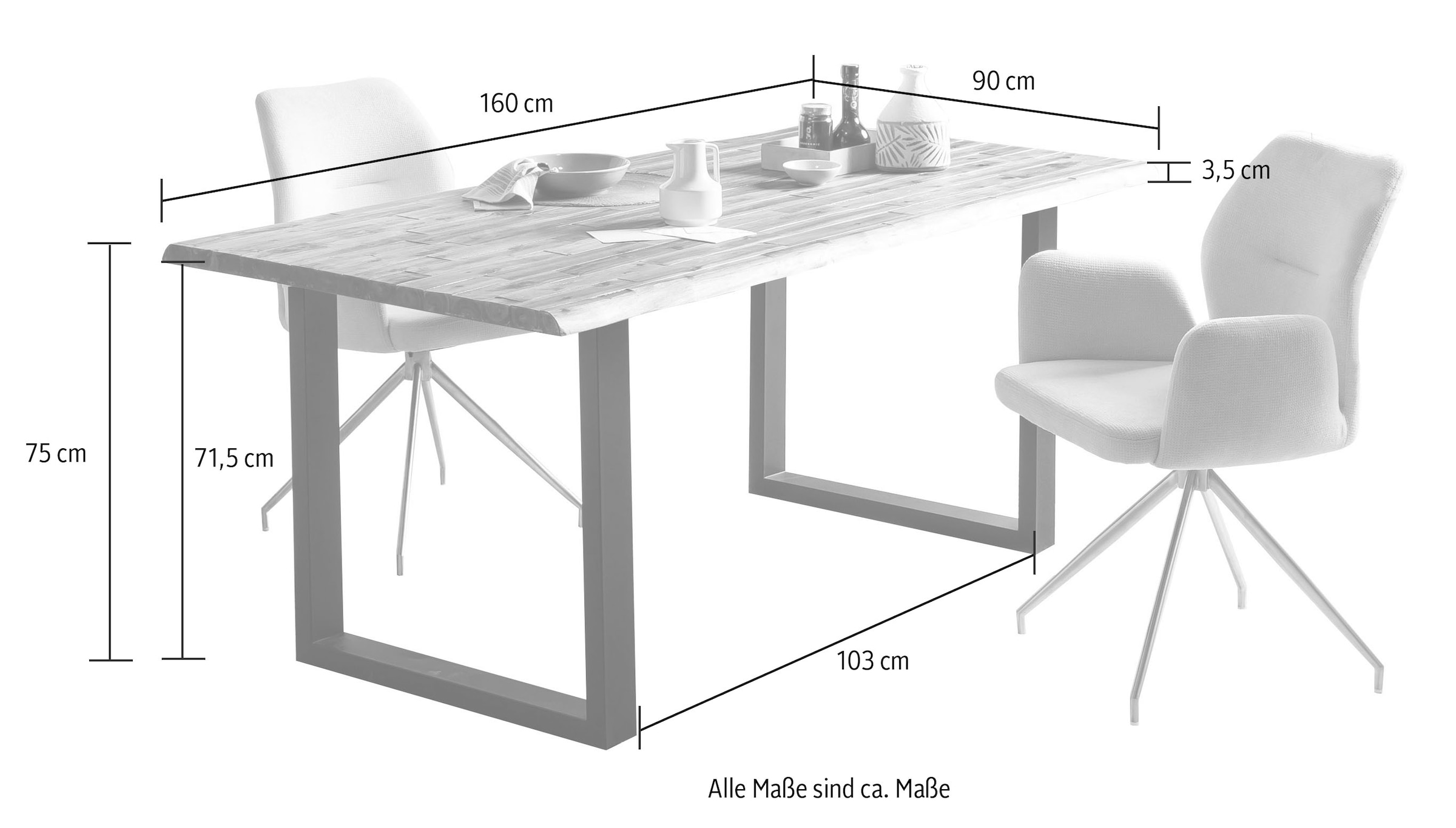 SalesFever Esstisch, Tischplatte 2-fach lackiert
