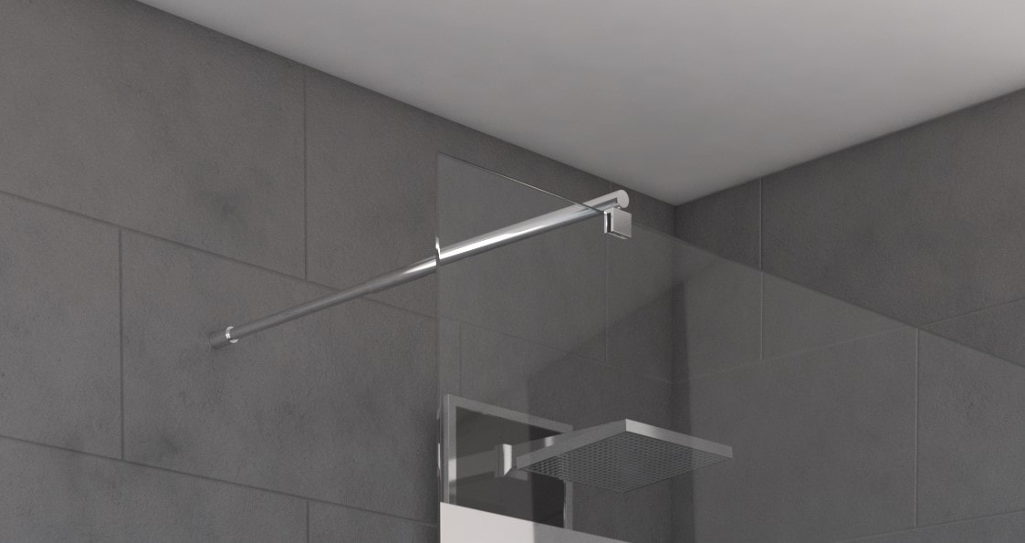 Marwell Walk-in-Dusche, mit verspiegelten Sichtschutzstreifen, verchromtes Wandprofil