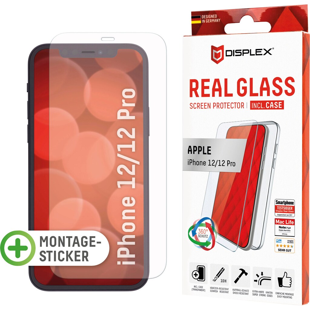 Displex Displayschutzglas »DISPLEX Real Glass Panzerglas für Apple iPhone 12/12 Pro (6,1")«, für Apple iPhone 12-Apple iPhone 12 Pro